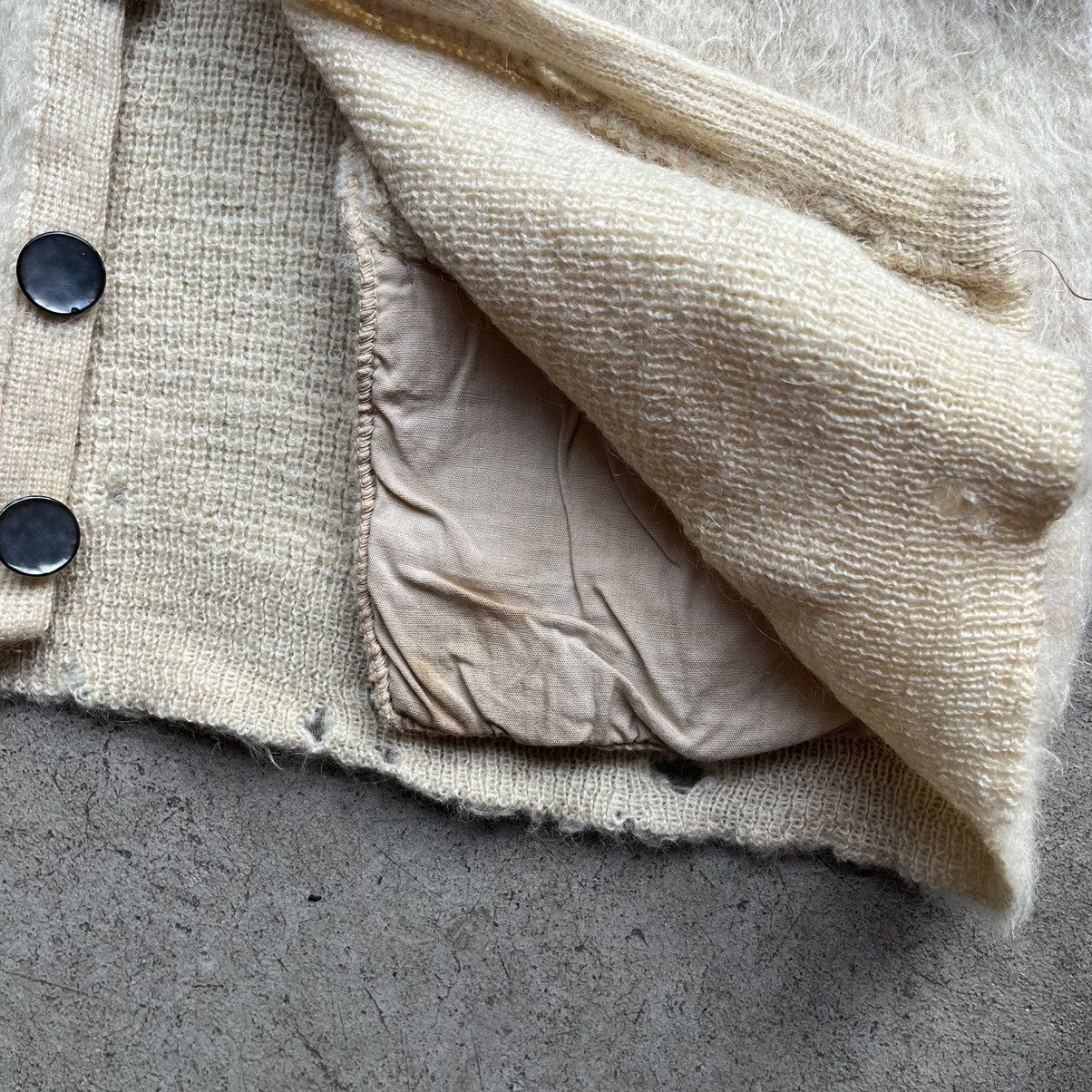 Crazy 60s Mohair Cardigan Distressed Campus Wool Kurt Cobain