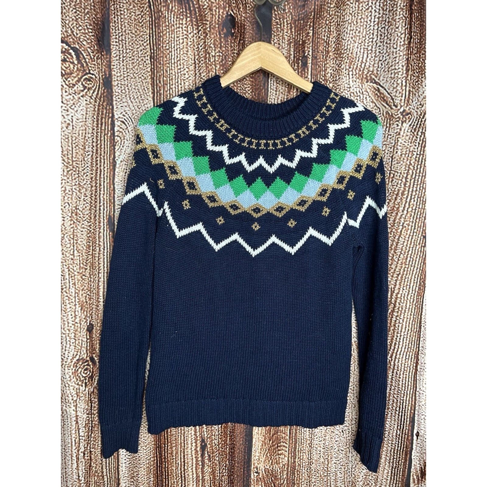 J.Crew J.CREW Womens Blue Knitted Christmas Pullover Sweater XS Size Pullover Knit Christmas Womens XS Blue Knitted Pullover Sweater Size XS / US 0-2 / IT 36-38 - 2 Thumbnail