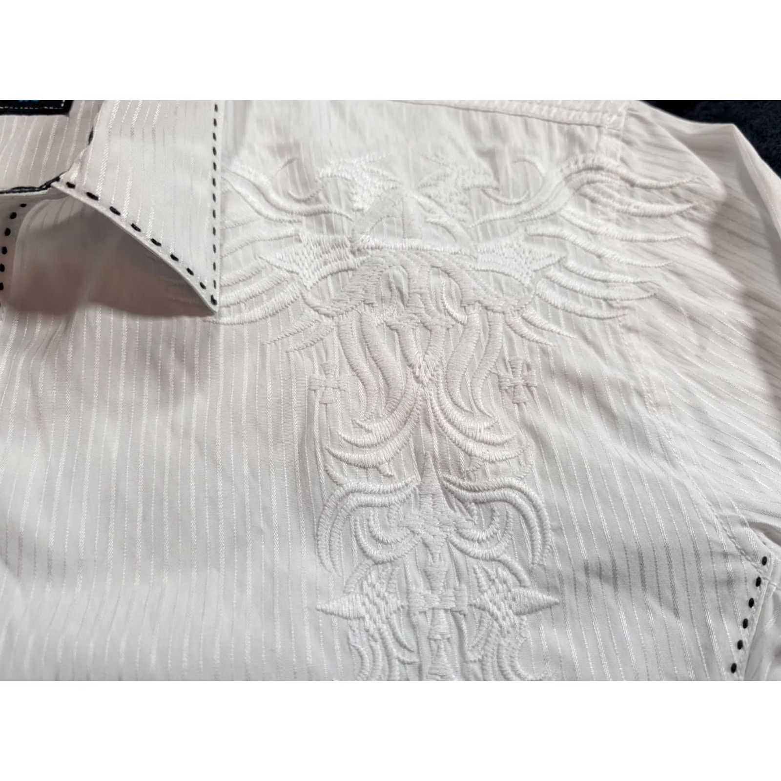 Roar Roar Button-Up Shirt White Men's XXL Refined Embroidered Long Sleeve Collared Shirt Size US XXL / EU 58 / 5 - 4 Thumbnail