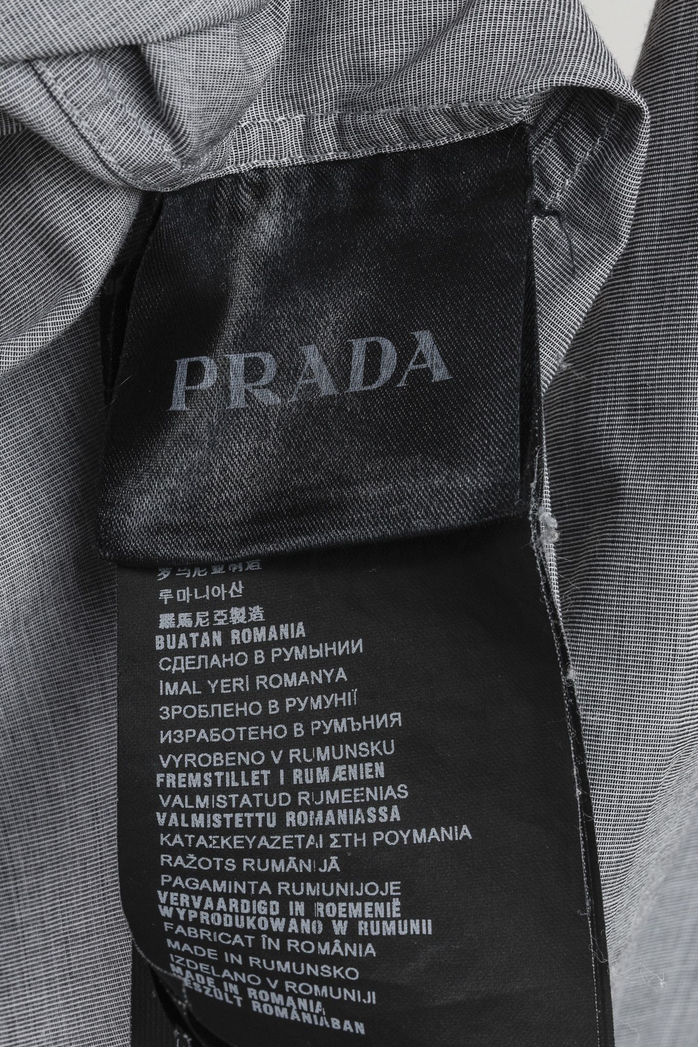 Prada Prada Grey Crosshatched Cotton Button-Up Shirt Size US L / EU 52-54 / 3 - 9 Thumbnail