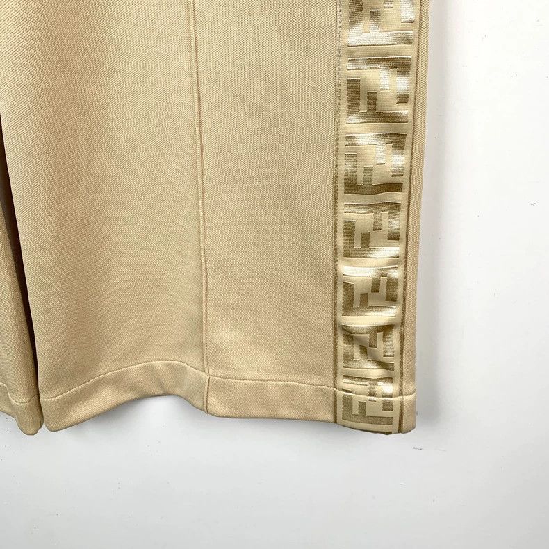 Fendi FENDI Beige Monogram Drawstring Straight Leg Trousers Size 42" / US 20 - 4 Thumbnail