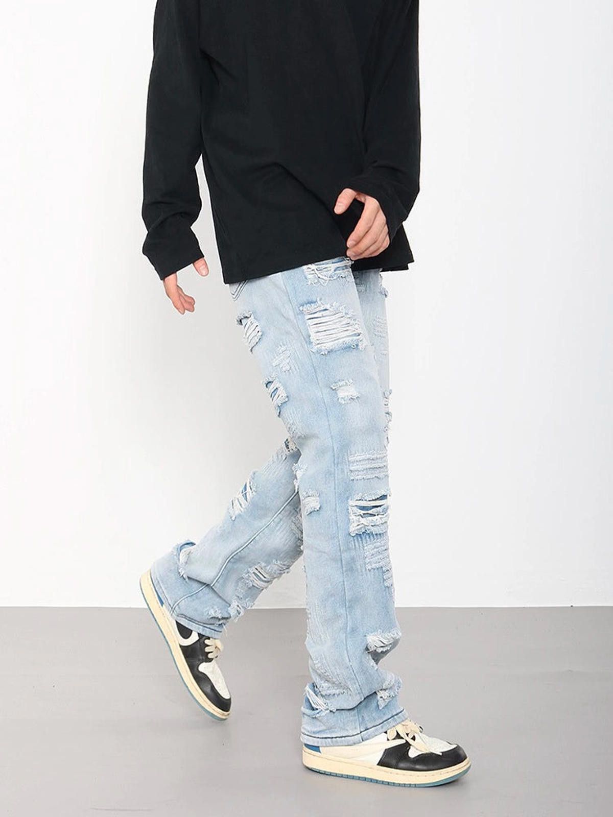 Other Wide Leg Ripped Light Blue Jeans Size US 32 / EU 48 - 2 Thumbnail