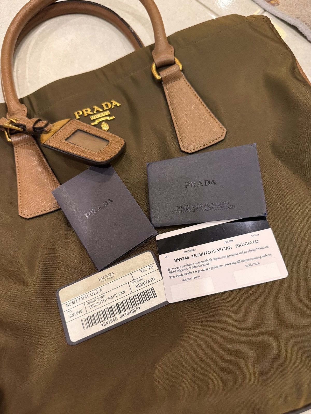Prada Prada Brown Tessuto e Saffiano leather tote bag Size ONE SIZE - 9 Thumbnail