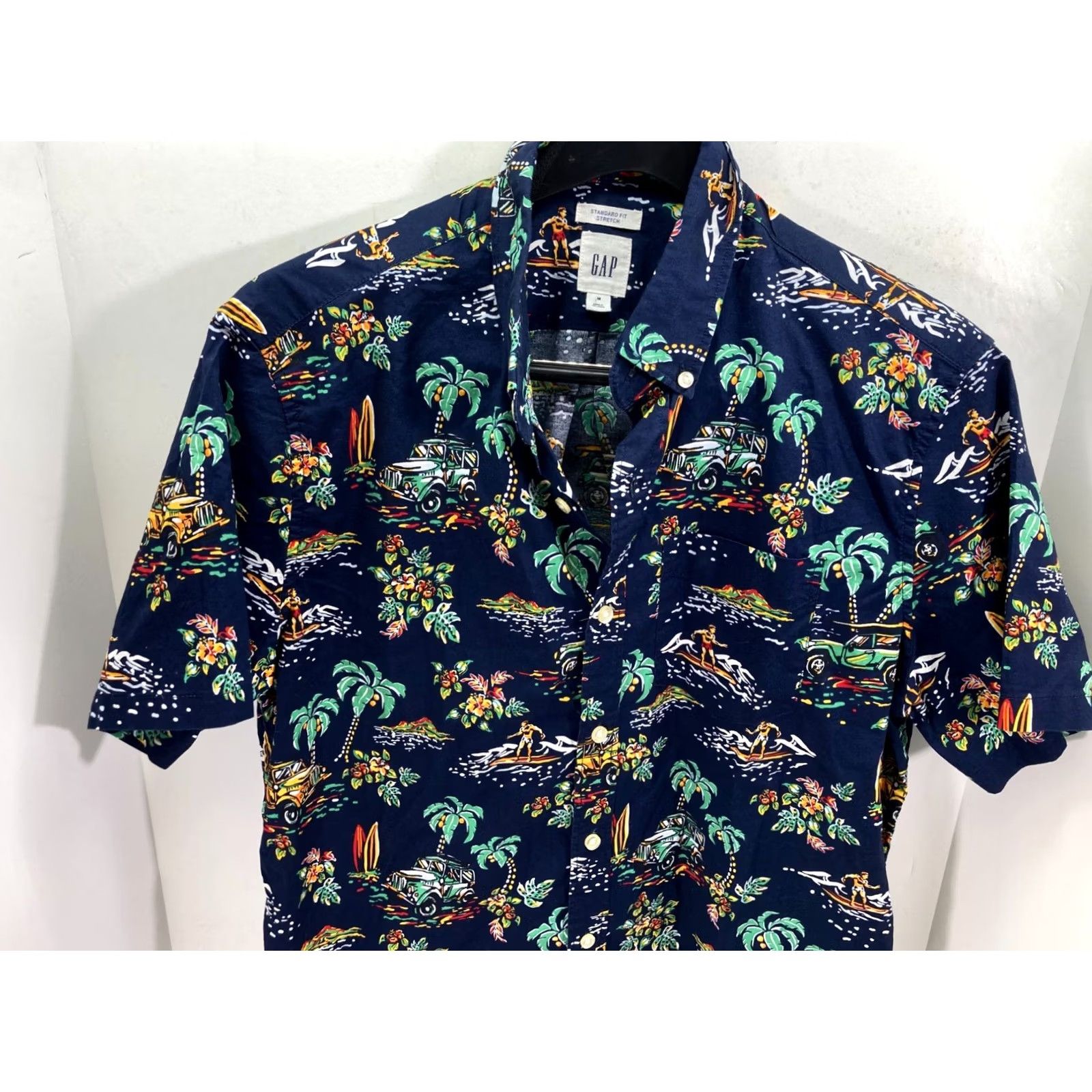 Gap Gap Hawaiian Shirt Mens Medium Blue Palm Tree Graphic Short Sleeve Button-Up Plunge into Beach Style Size US M / EU 48-50 / 2 - 4 Thumbnail