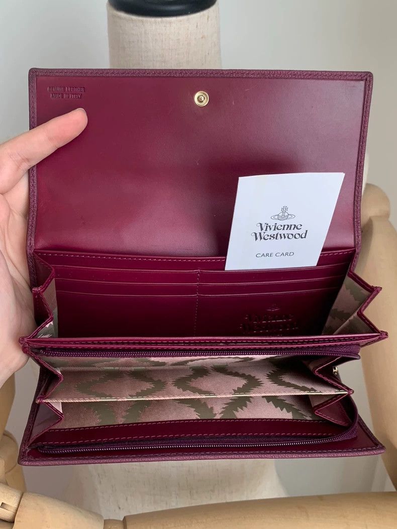 Vivienne Westwood Vivienne Westwood Lychee texture Saturn purple red wallet Size ONE SIZE - 3 Thumbnail
