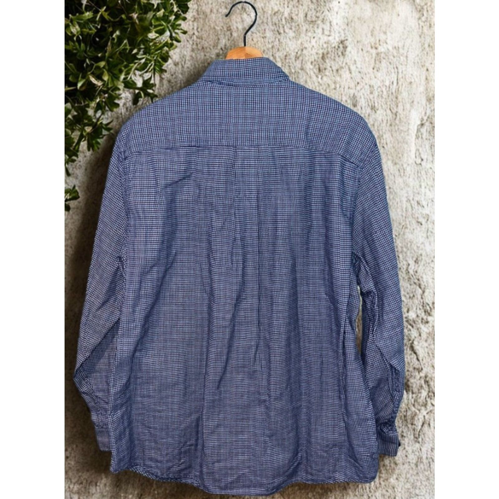 Vintage L.L.Bean Mens Large Blue Houndstooth Check Flannel Button-Down Shirt Pocket Shirt Size US L / EU 52-54 / 3 - 3 Thumbnail