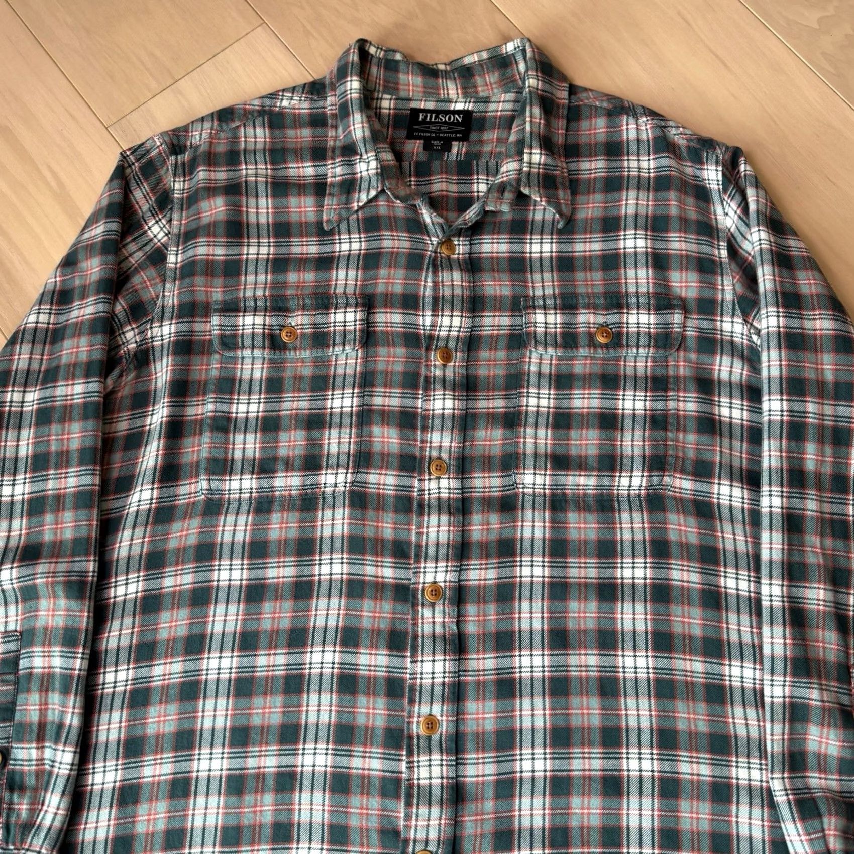 Filson Filson Scout Shirt 2XL Green Multicolor Cotton Flannel Workwear Mens Size US XXL / EU 58 / 5 - 4 Thumbnail