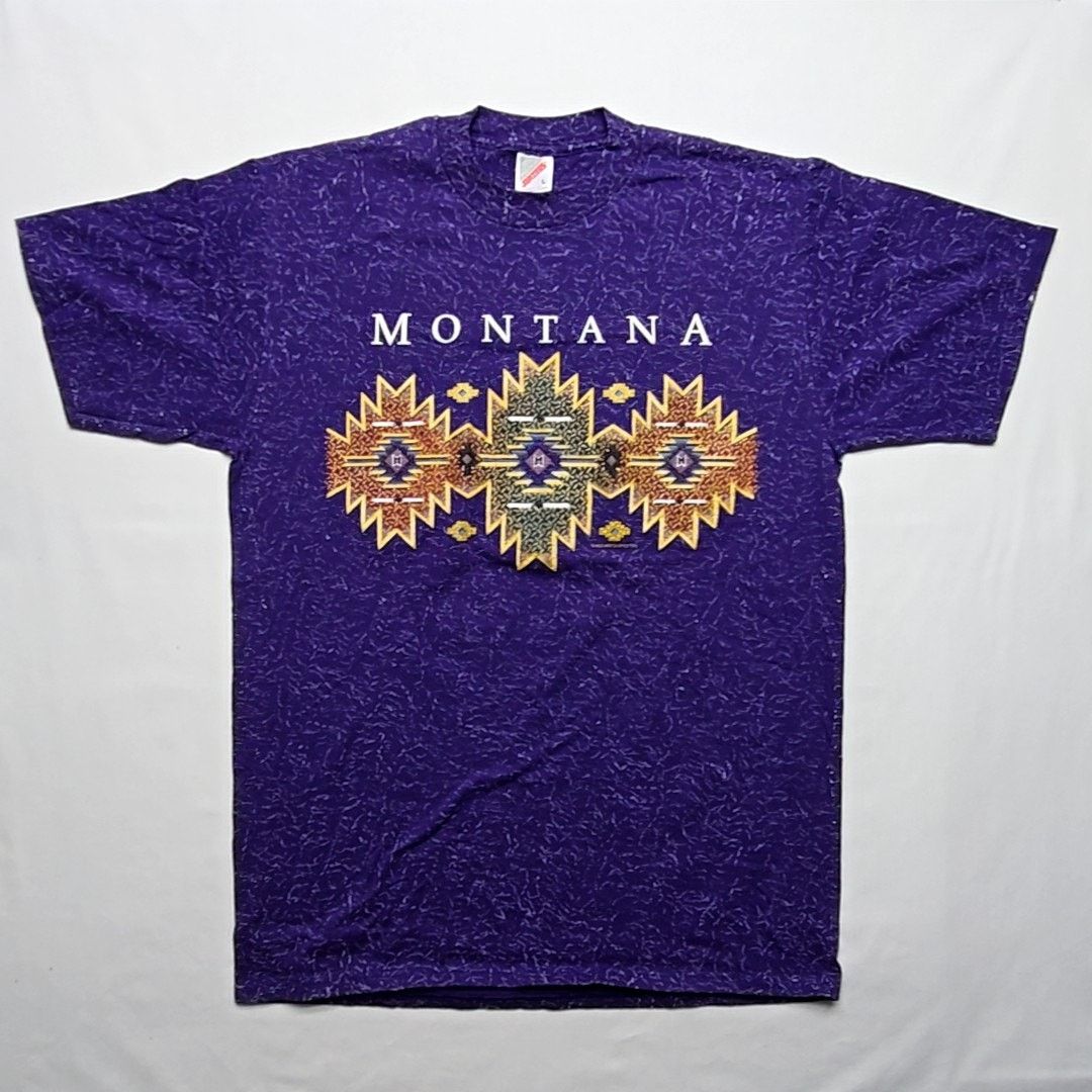 Jerzees Vintage Montana Tee Purple Southwestern Graphic AOP Tee 90s Size US L / EU 52-54 / 3 - 1 Thumbnail