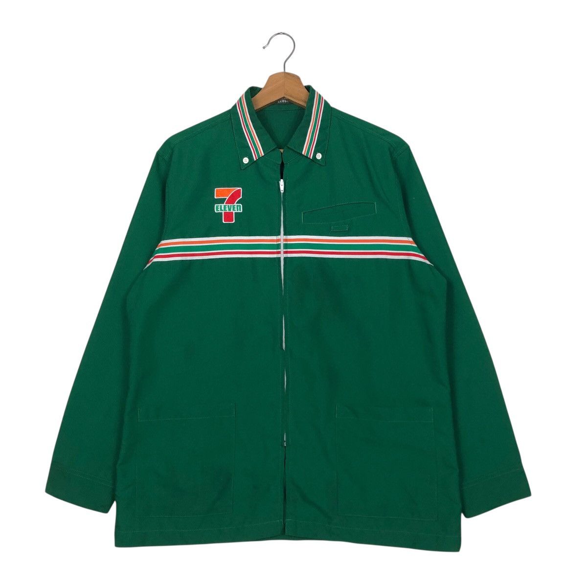 Japanese Brand Vintage 7-Eleven Employee Uniform Jacket Green Zip-Up Size US M / EU 48-50 / 2 - 2 Thumbnail