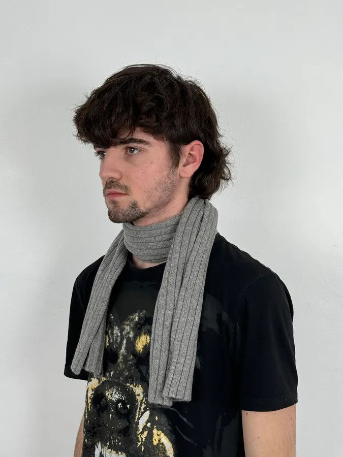 Dior 1990s Christian Dior Wool & Nylon Grey Knit Scarf Size ONE SIZE - 3 Thumbnail