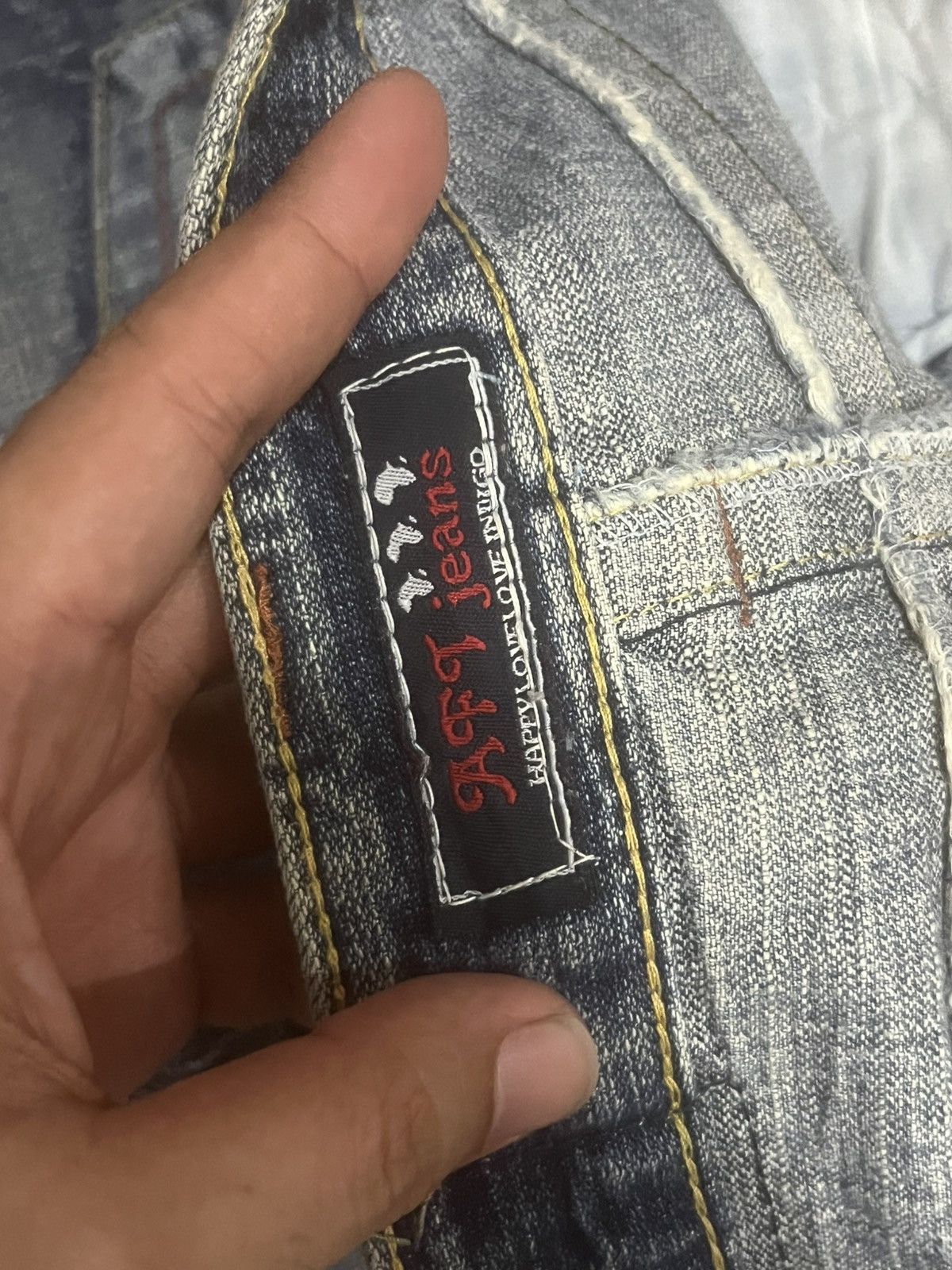 Le Grande Bleu (L.G.B.) Vintage African Taro Blue Thunder Washed Ripped Flare Jeans Size US 30 / EU 46 - 16 Thumbnail