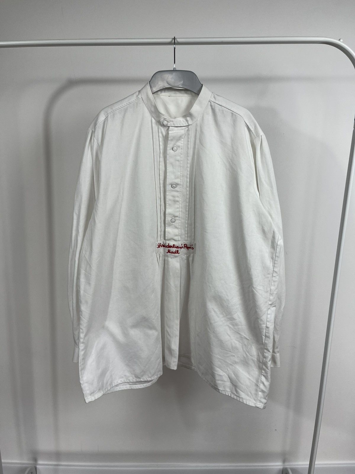 Vintage Vintage White Pleated Band Collar Shirt Paris Embroidery Size US L / EU 52-54 / 3 - 1 Thumbnail