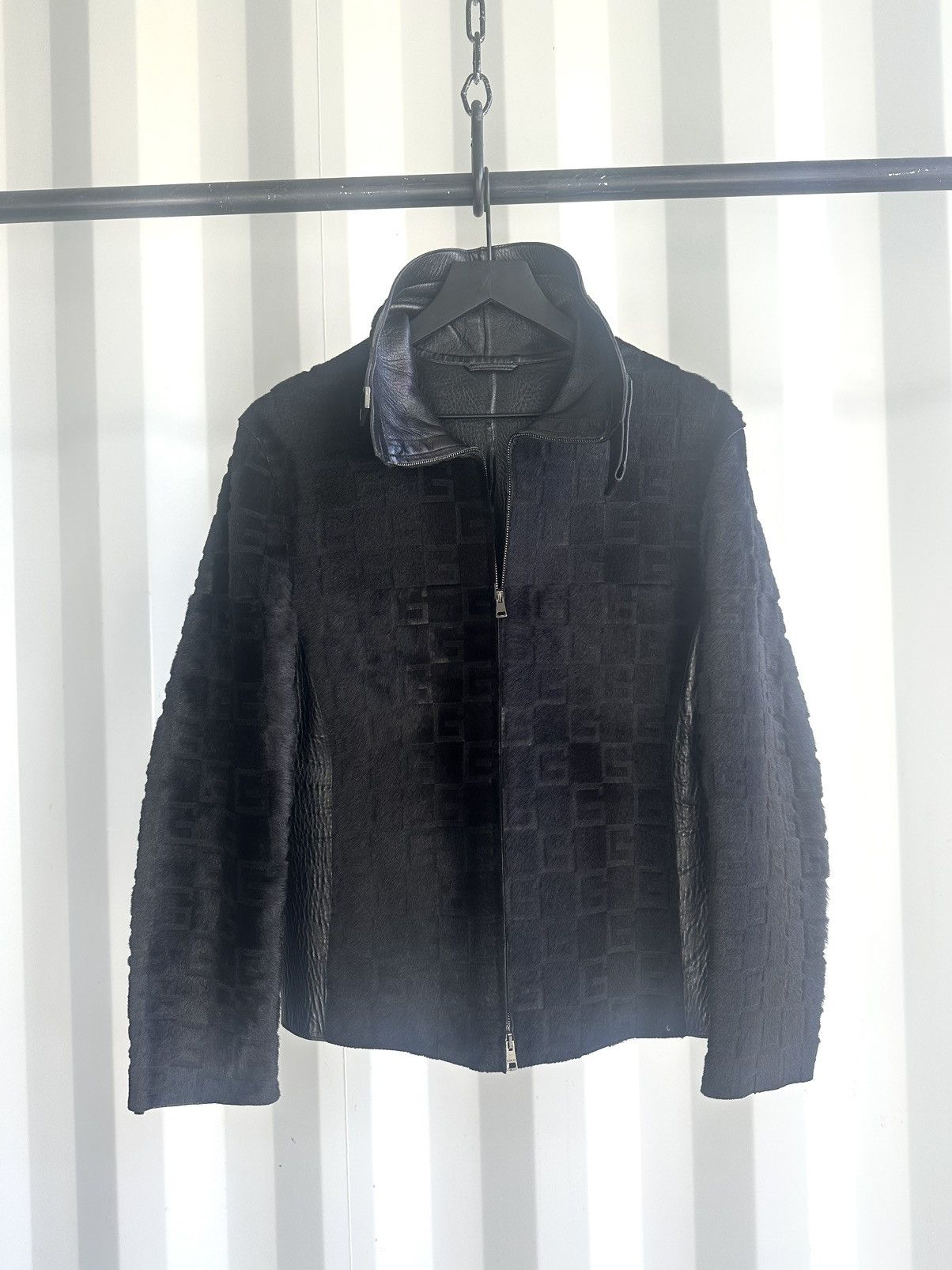 Gucci GG Monogram Fur Leather Jacket Size US M / EU 48-50 / 2 - 1 Thumbnail