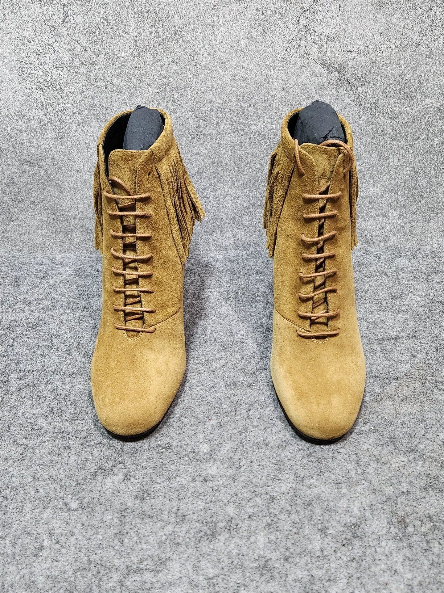 Saint Laurent Paris SAINT LAURENT SLP Yellow Suede TasselChunky Heel Ankle Boots Size US 6 / IT 36 - 2 Thumbnail