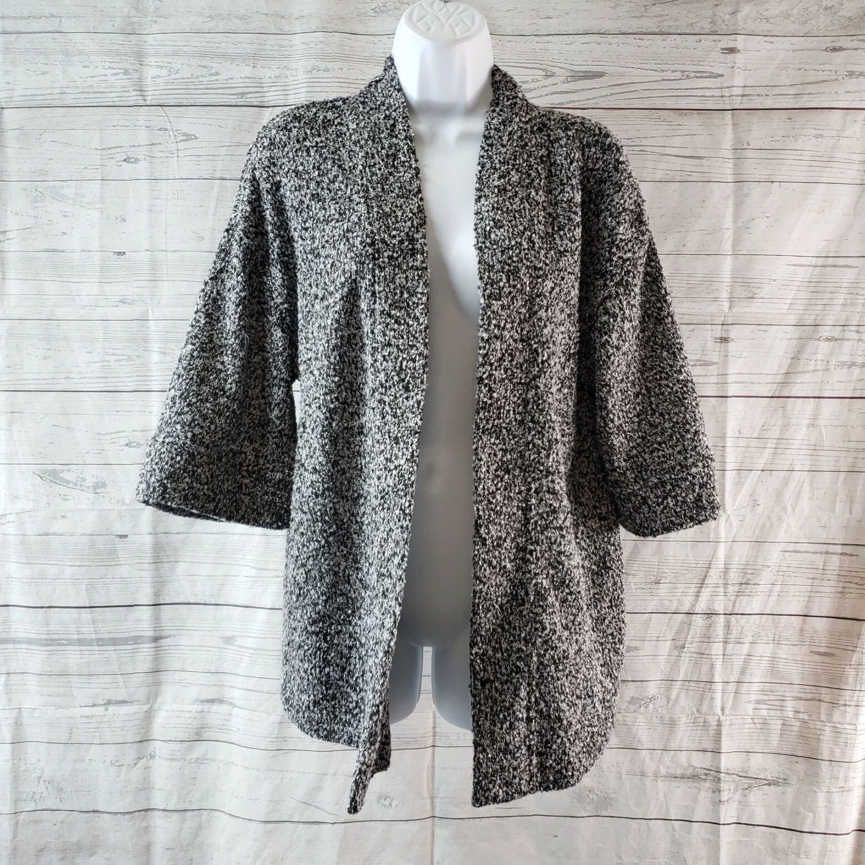 Vintage Motherhood Maternity Womens Cardigan Open Front Size Small Black Gray Knit Sweater Womens Mens Girls Size S / US 4 / IT 40 - 2 Thumbnail