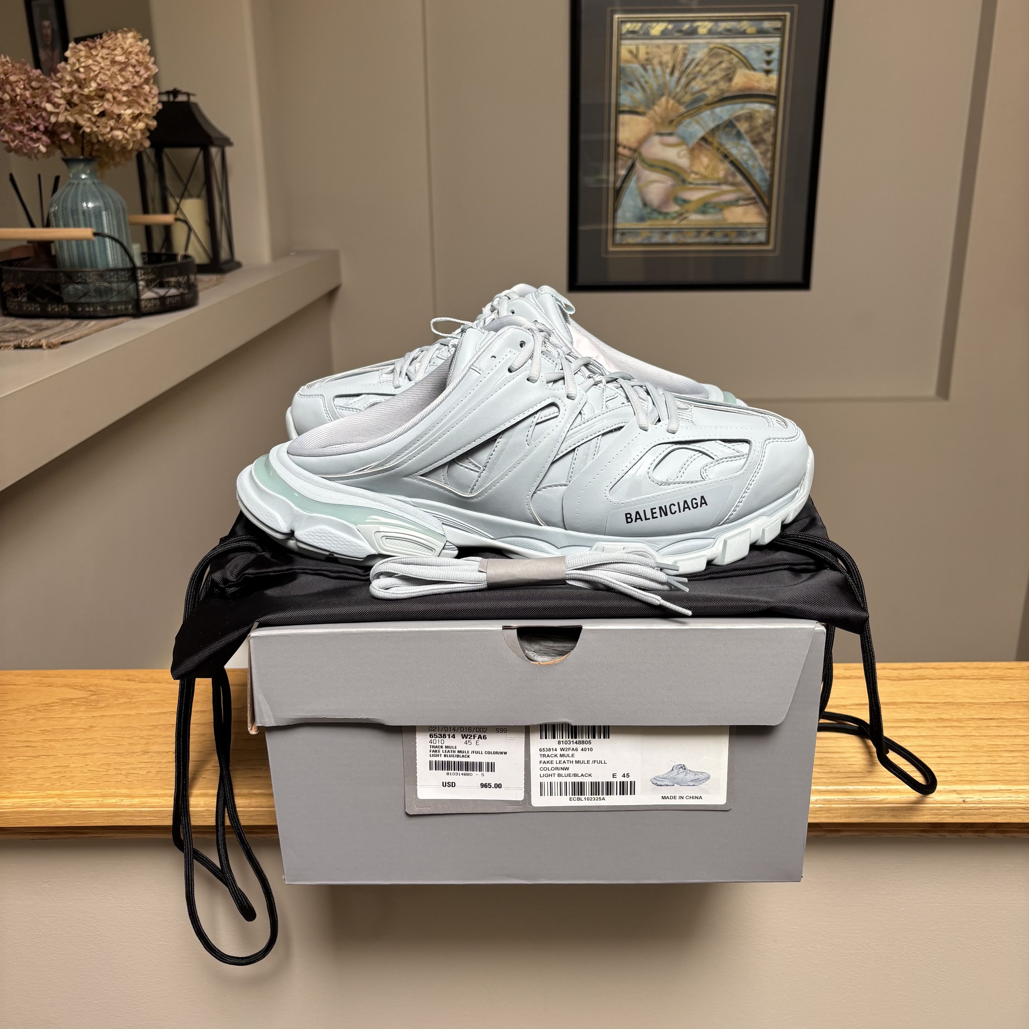 Balenciaga Balenciaga Light Blue/Black Track Runner Mules Size US 13 / EU 46 - 1 Thumbnail