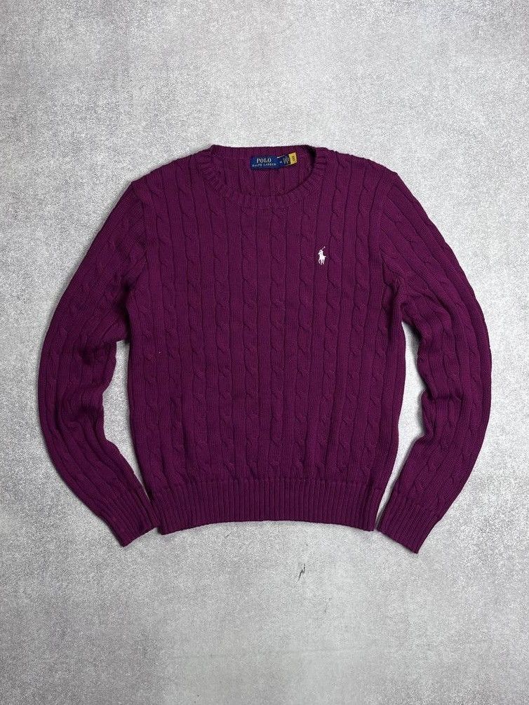 Vintage Polo Ralph Lauren Cable Knit Pink Sweater M