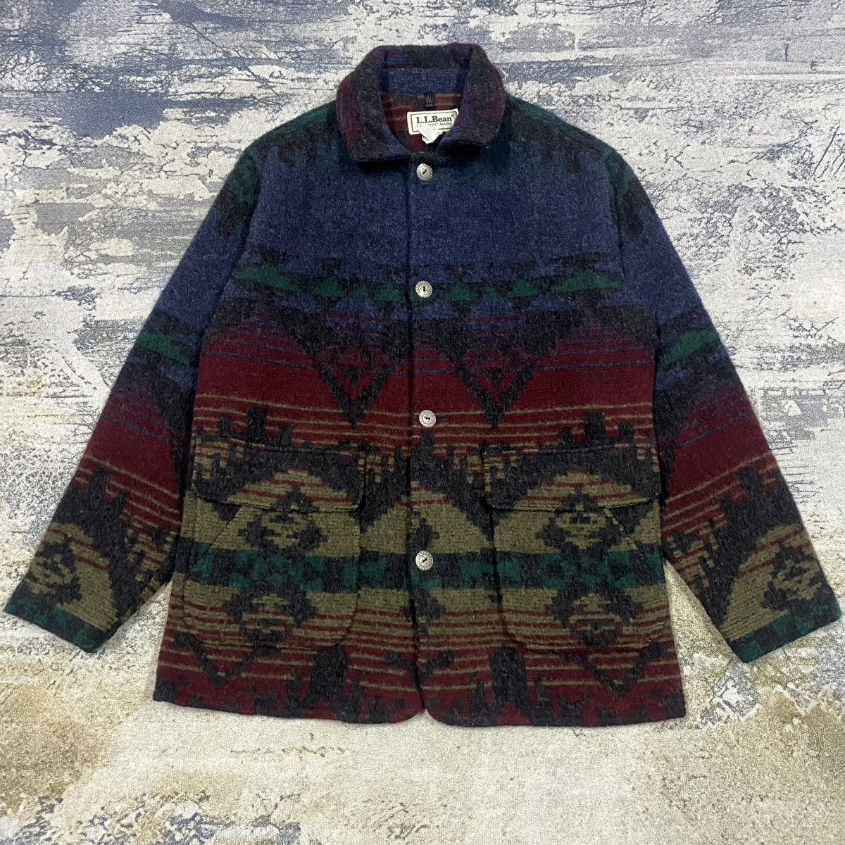 L.L. Bean Vintage LL Bean Navajo Aztec Wool Jacket Size US M / EU 48-50 / 2 - 2 Thumbnail