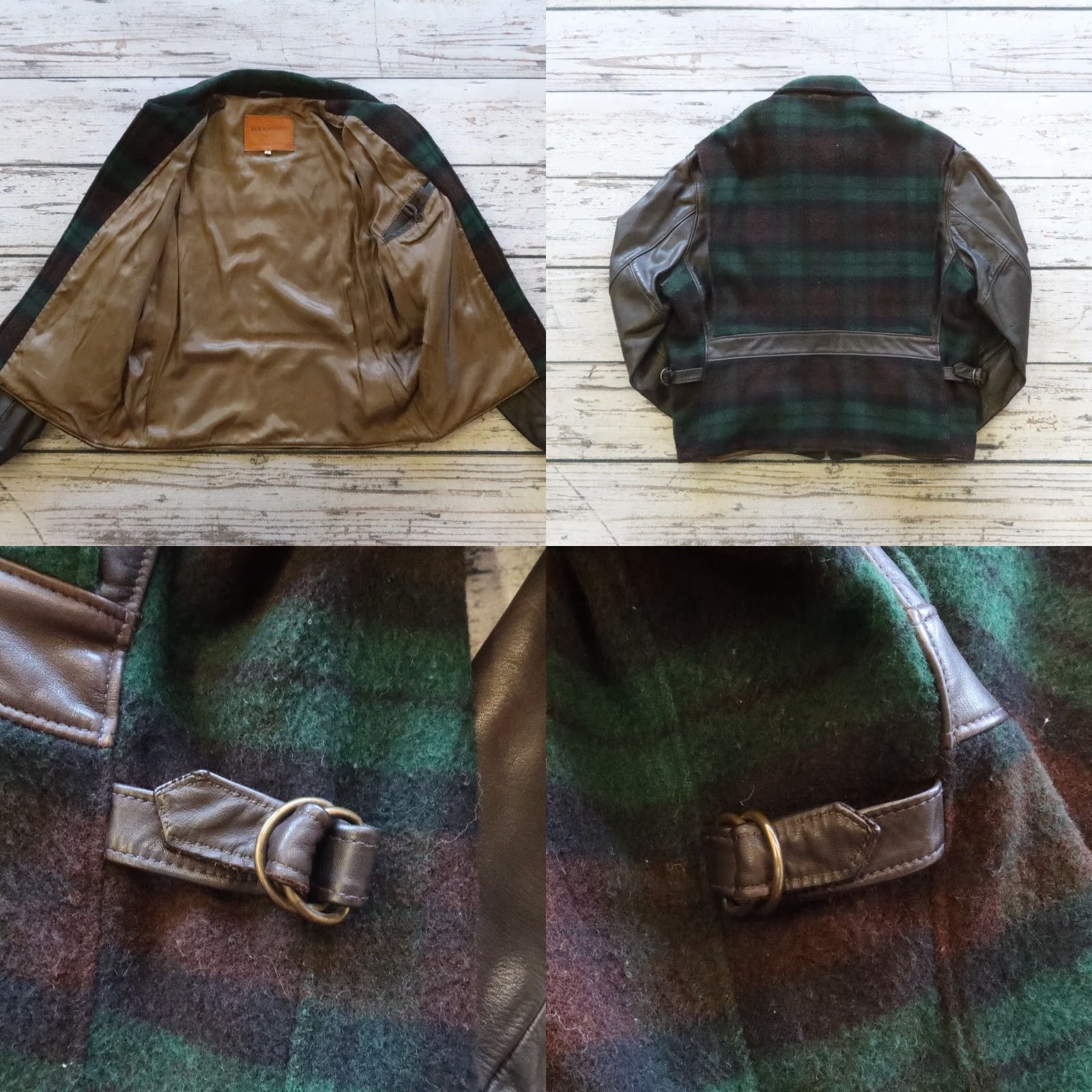 New Republic VINTAGE New Republic Jacket Leather Wool Size L Green Mens Size US L / EU 52-54 / 3 - 9 Thumbnail