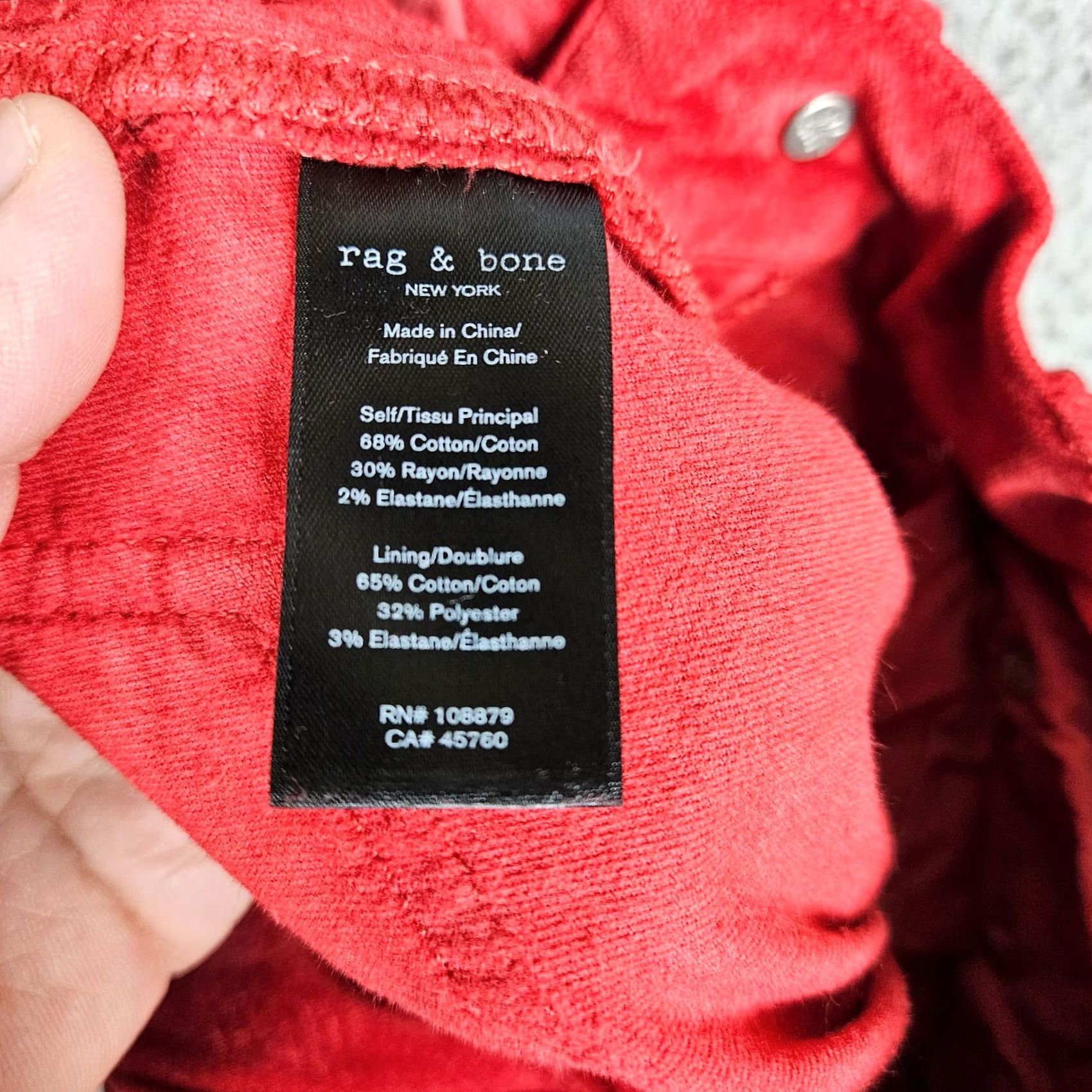 Rag & Bone rag & bone Women’s corduroy Skinny Red casual pants Size 24 Size 42" / US 20 - 6 Thumbnail