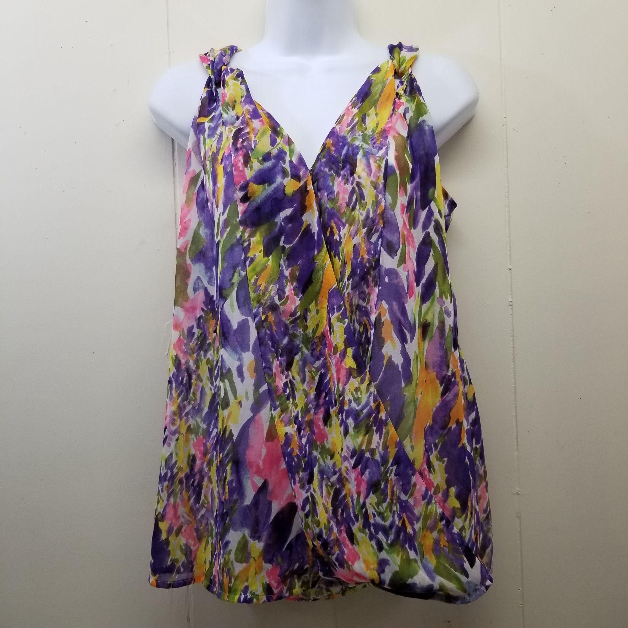 Other Cabi S Petals Watercolor Floral Top Sheer Surplice 730 Chiff Size S / US 4 / IT 40 - 2 Thumbnail
