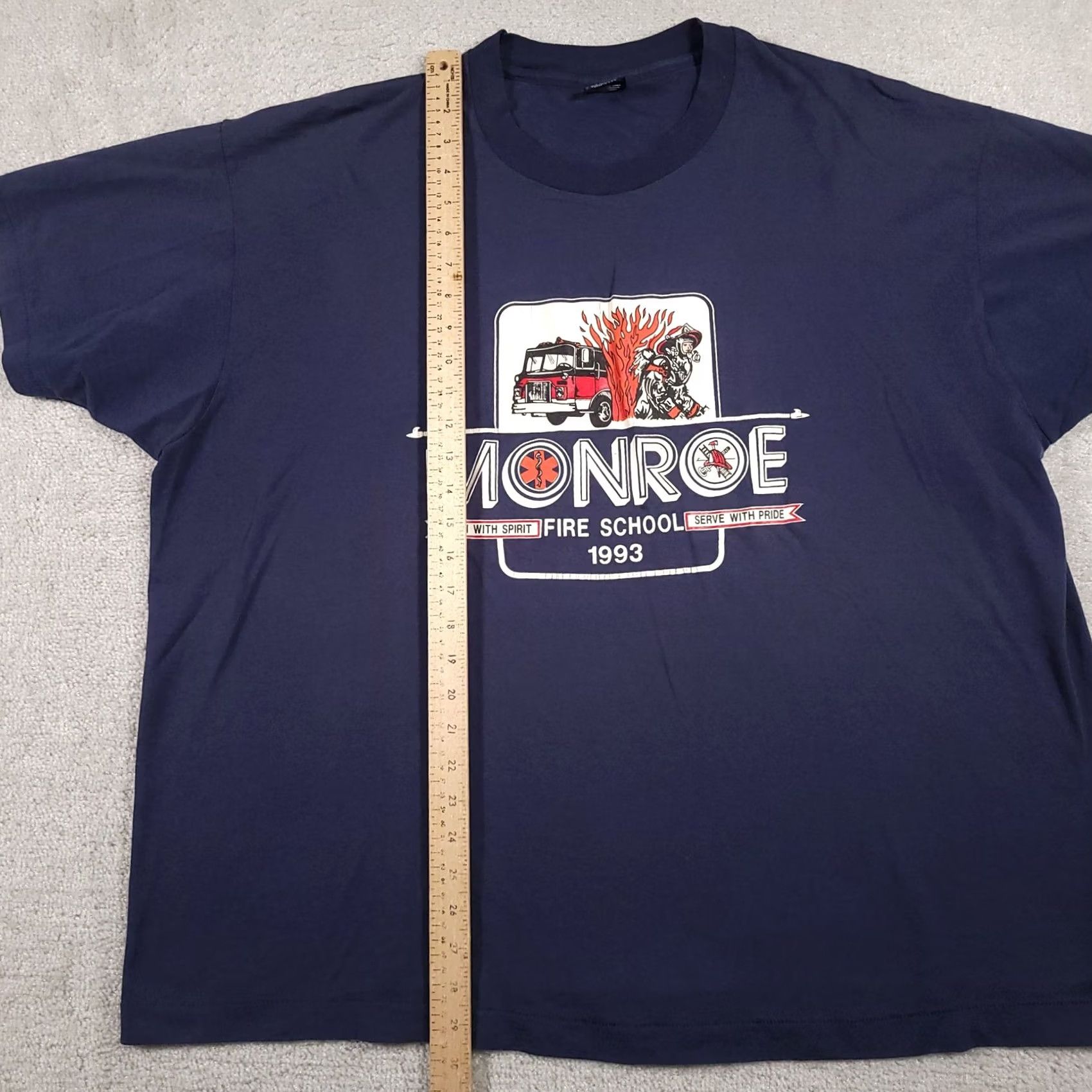 Fruit Of The Loom VINTAGE Monroe Fire School Shirt Mens 3XL Blue 1993 Firefighter Graphic USA 90s Size US XXL / EU 58 / 5 - 6 Thumbnail