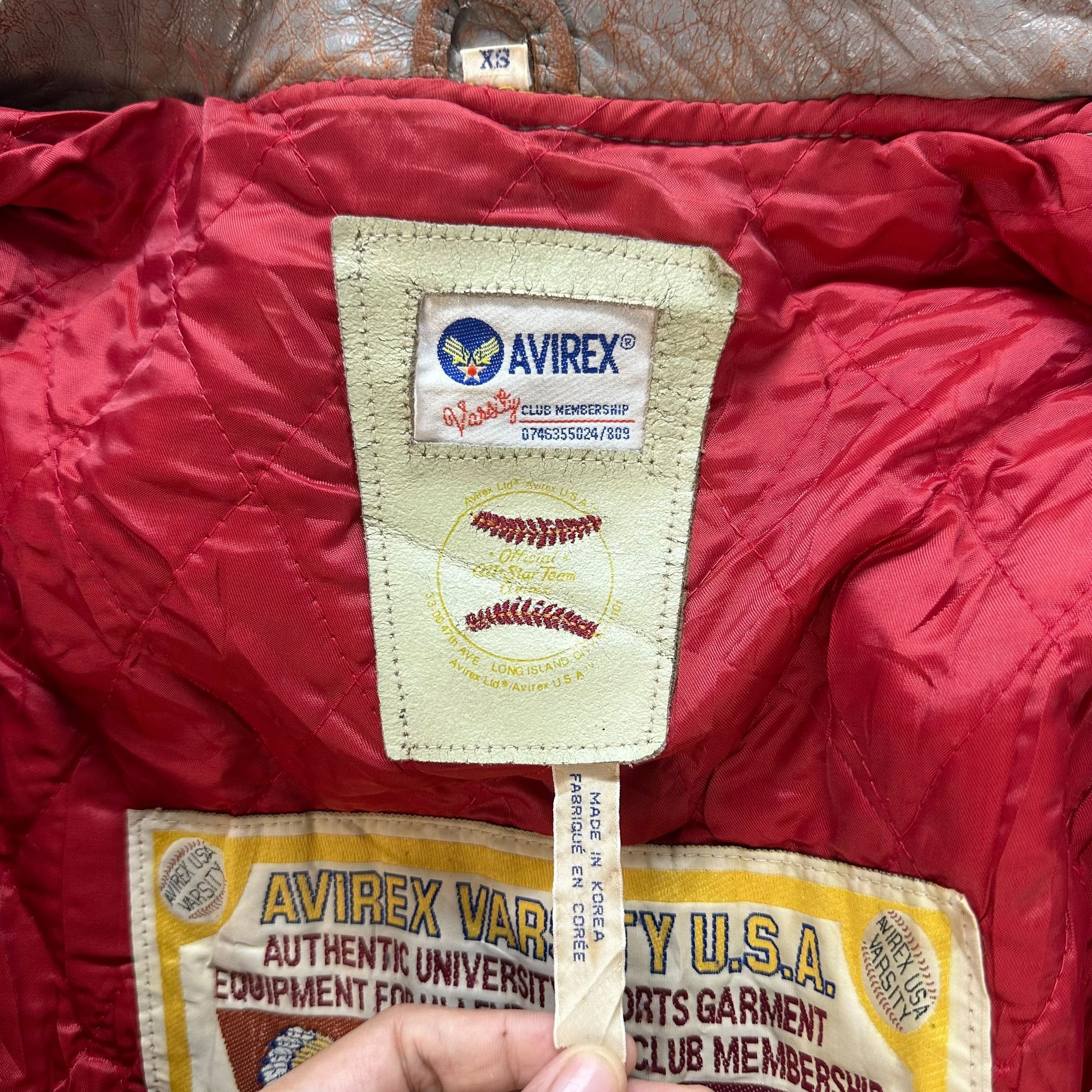 Avirex NEW YORK AVIREX VARSITY USA BIG LOGO LEATHER JACKET #8916 Size US XS / EU 42 / 0 - 15 Thumbnail