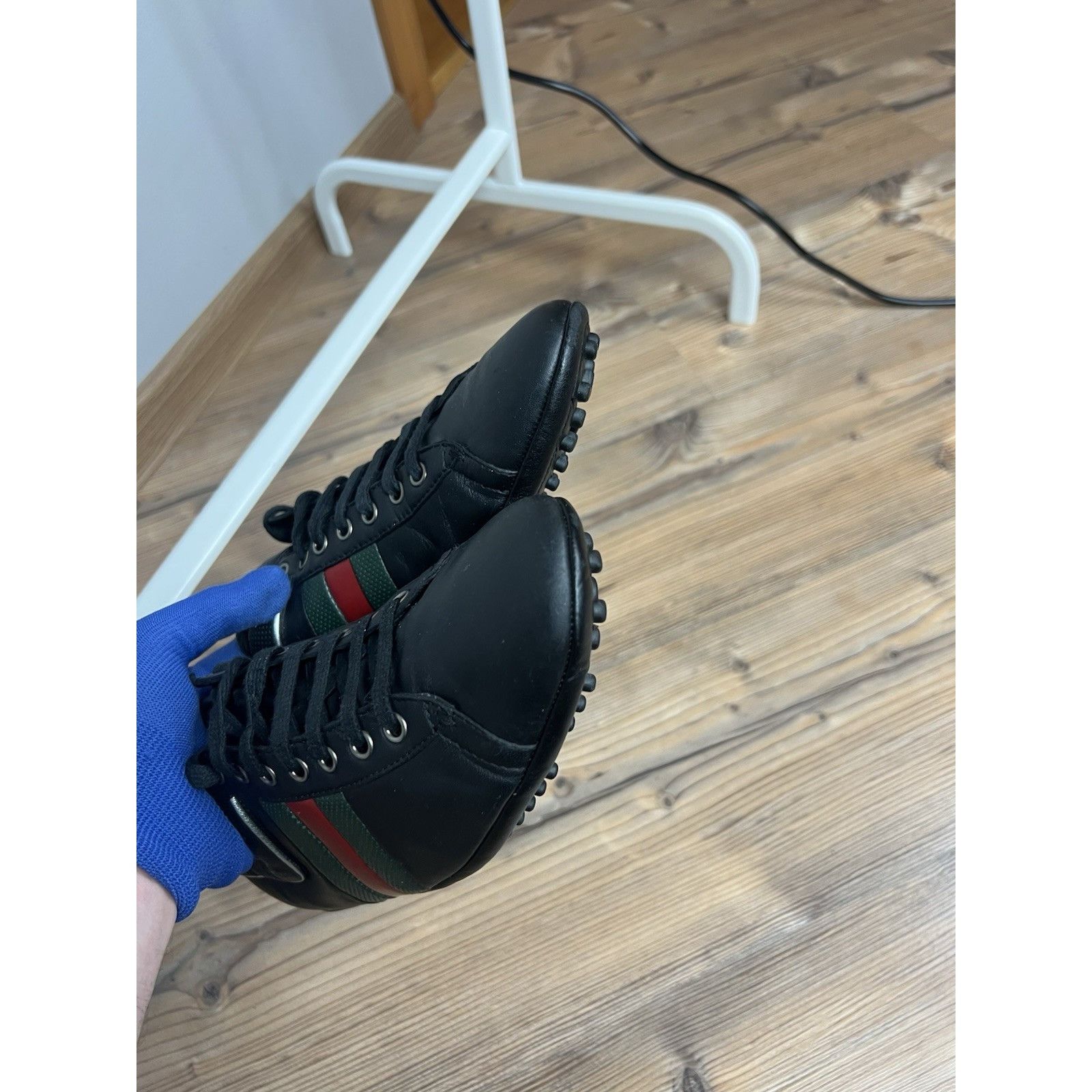 Gucci Gucci Driver Lace Up Men`s Black Leather Sneakers Size 8.5 Size US 8.5 / EU 41-42 - 7 Thumbnail