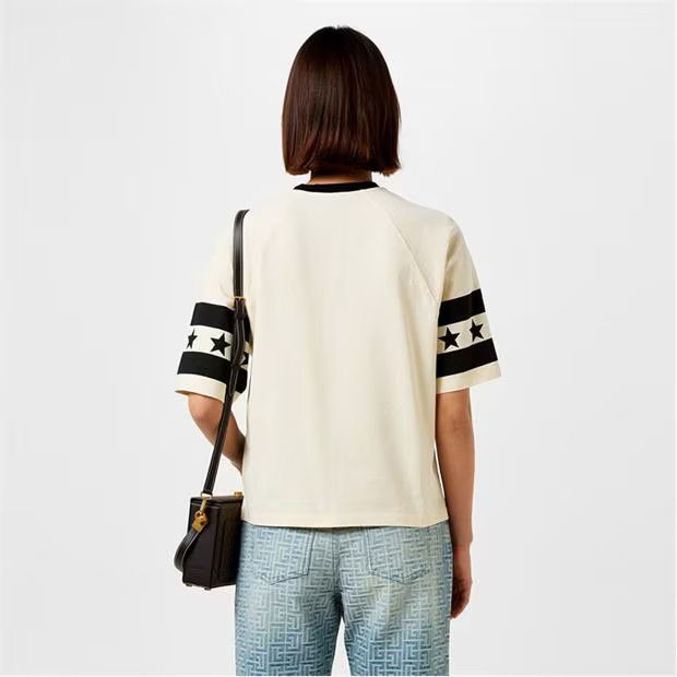 Balmain o1g2r1mq0924 T- Shirts in Creme & Noir Size M / US 6-8 / IT 42-44 - 5 Thumbnail