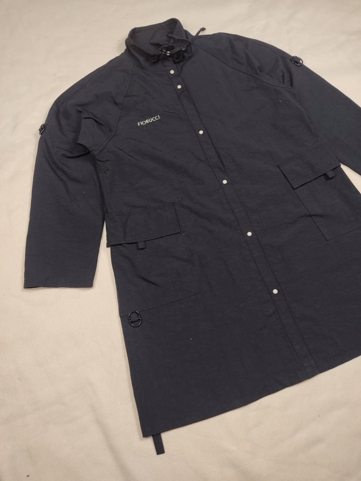 Fiorucci × Vintage Vintage 90s FIORUCCI Italy Black Nylon Long Jacket Size US M / EU 48-50 / 2 - 3 Thumbnail