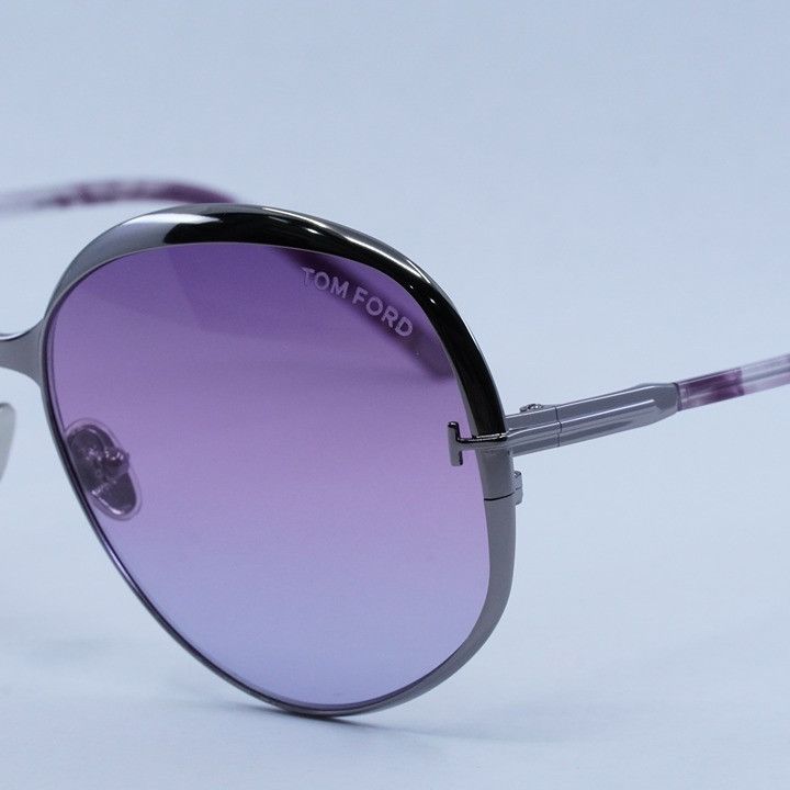 Tom Ford Yvette FT0913 14Z Sunglasses Ruthenium Round Frame, Violet Lenses Tom Ford Yvette-02 FT0913 14Z - Sunglasses for Woman  main image 4