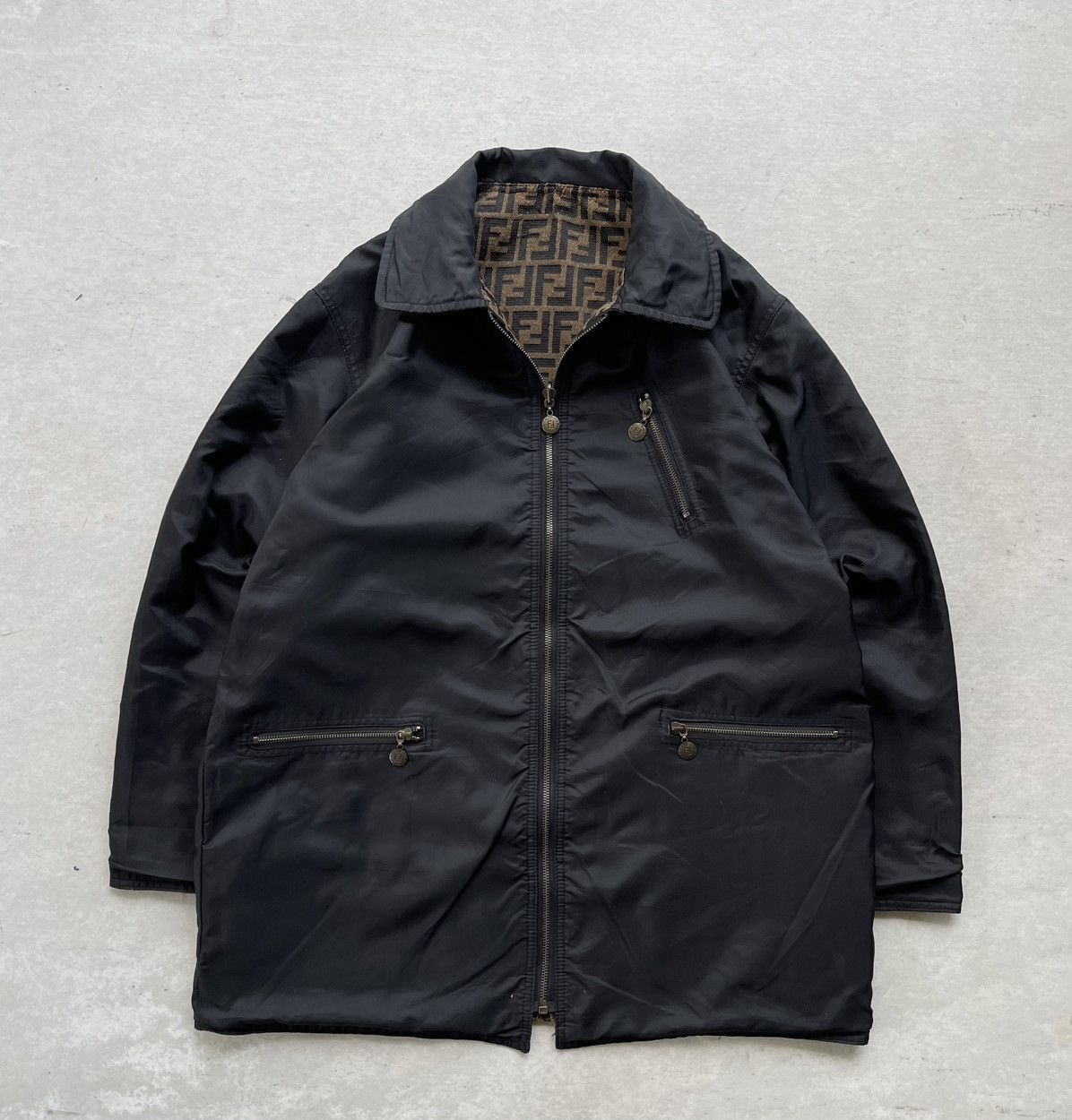 Fendi 🔥VINTAGE FENDI ROMA ZUCCA MONOGRAM PATTERN REVERSIBLE JACKET Size US L / EU 52-54 / 3 - 13 Thumbnail
