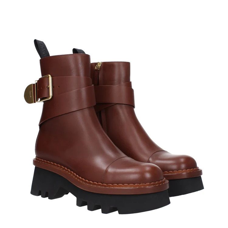 Chloe ob1o1e1024 Leather Ankle Boots in Brown Size US 6 / IT 36 - 2 Thumbnail