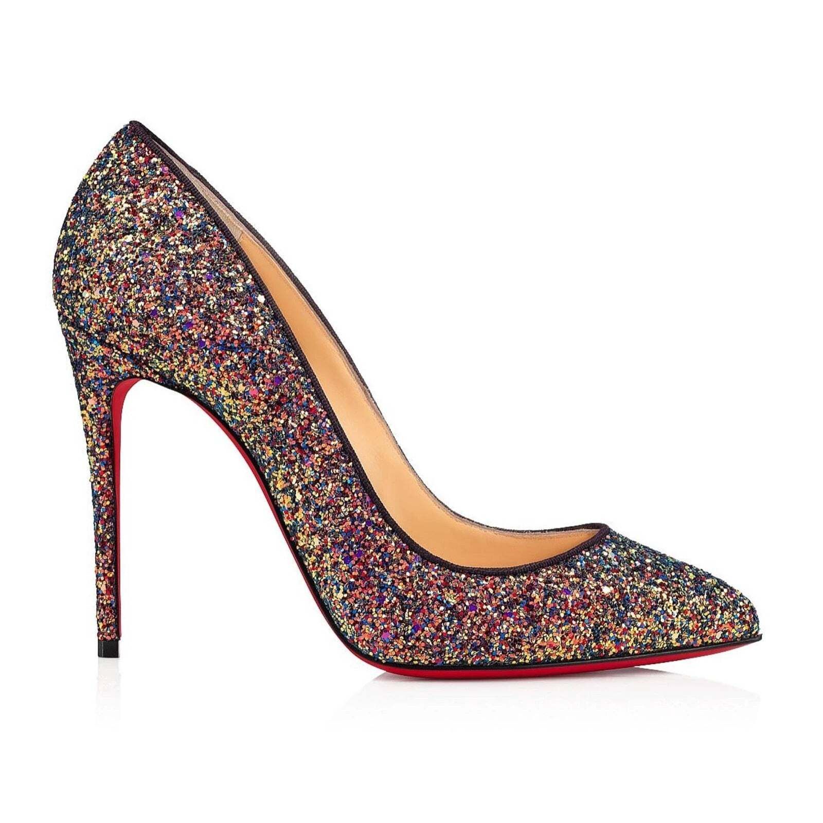 Christian Louboutin Pigalle Follies 100 Glitter Milkyway Blue Red Heel Pump 36.5 Size US 6.5 / IT 36.5 - 3 Thumbnail
