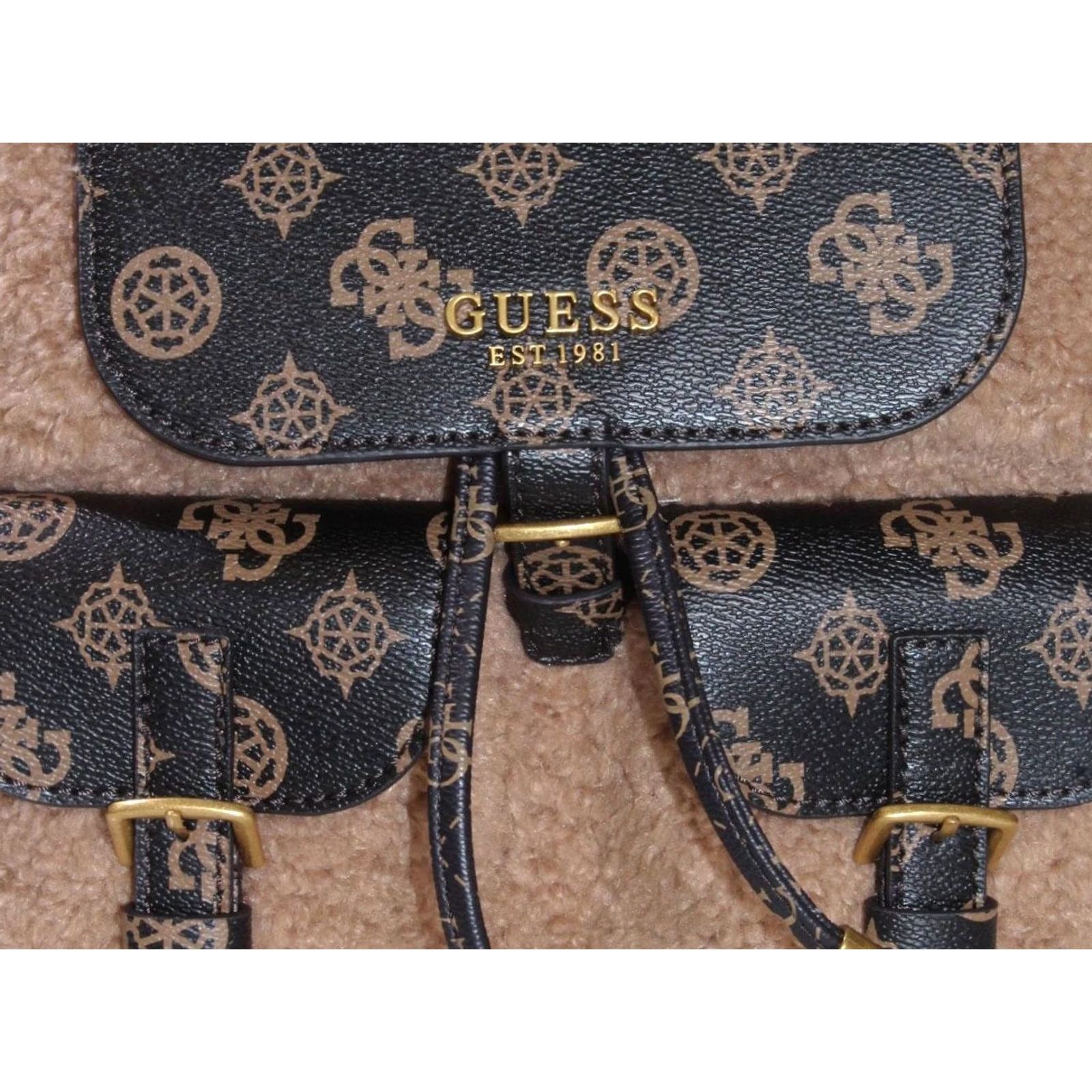 Guess Guess Women's No-Limit Flap Backpack Faux Fur Bag Mocha Multi Size ONE SIZE - 5 Thumbnail