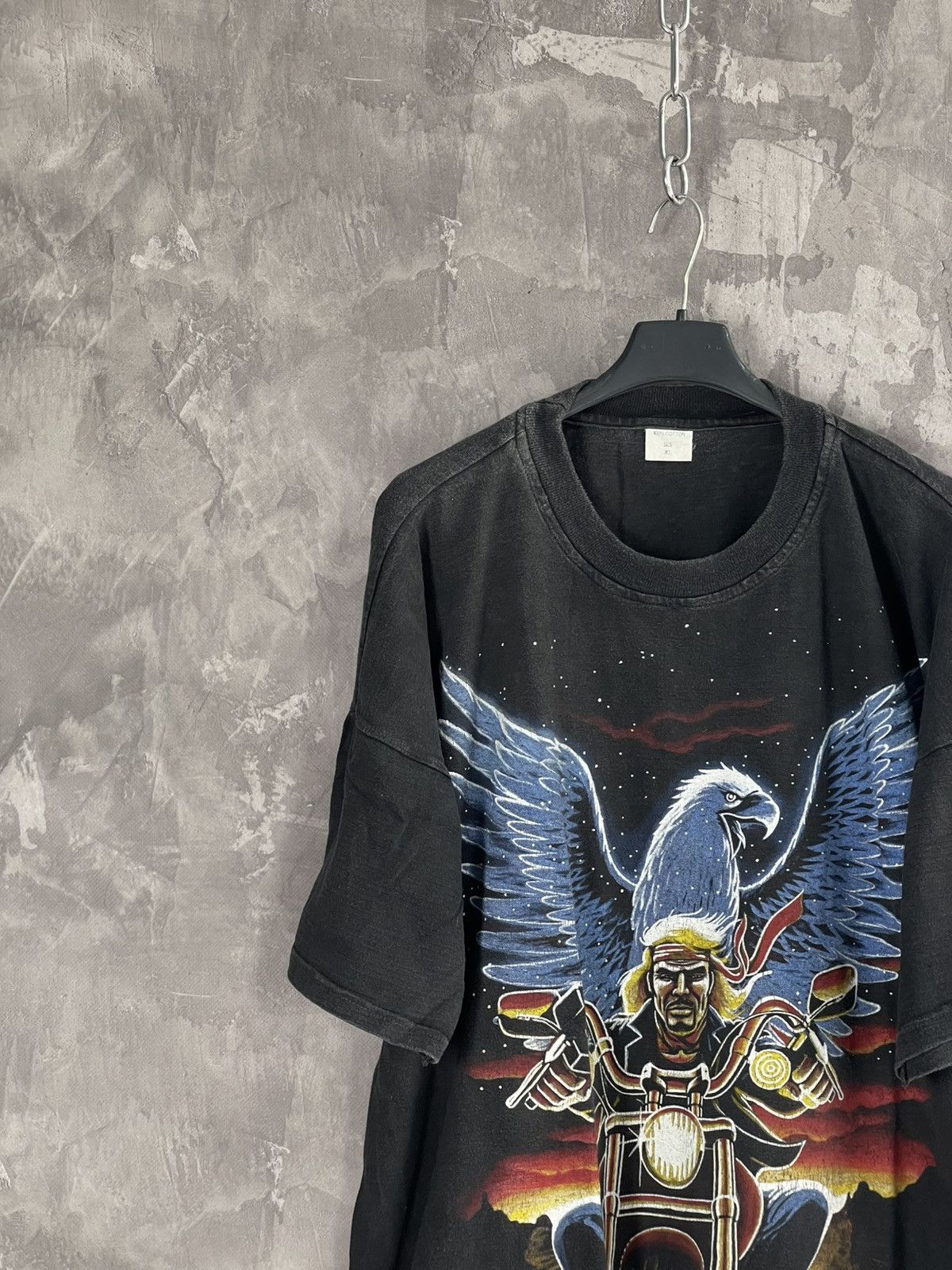 Harley Davidson × Marvel Comics × Vintage Y2K GHOST RIDER FIRE Skull Motorbike Faded One Stich T-Shirt Size US XL / EU 56 / 4 - 3 Thumbnail