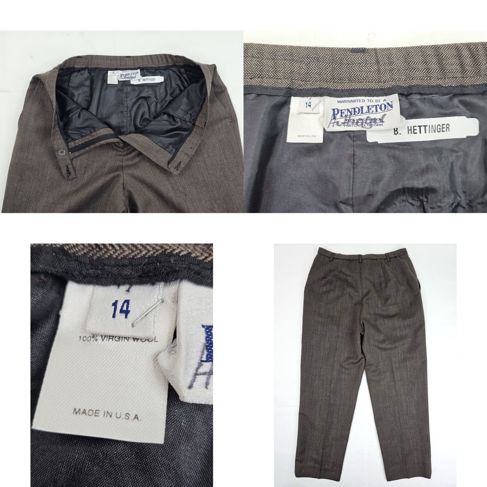 Pendleton VINTAGE Pendleton Pants Women 14 Wool Virgin Wool Herringbone Lined 31x28 Brown Black Pockets Classic 80s 90s Retro Academia Mens Womens Size 36" / US 14 / IT 50 - 8 Thumbnail