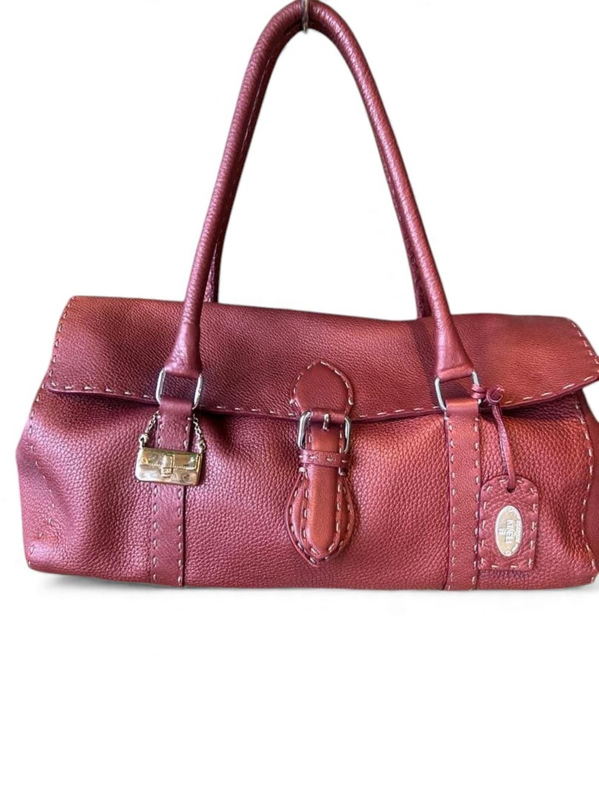 Fendi Fendi - Burgundy Leather Handbag Size ONE SIZE - 8 Thumbnail