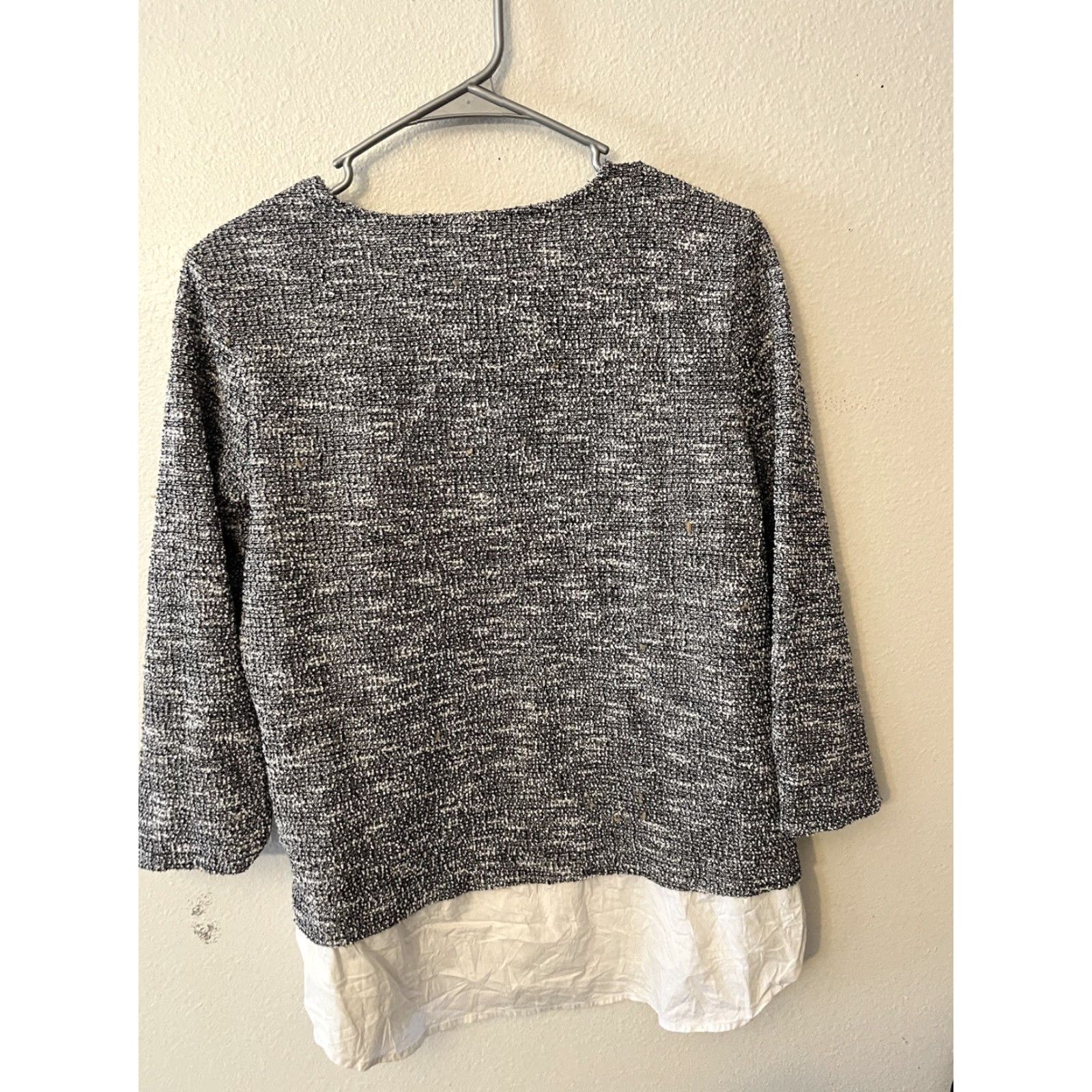 Ann Taylor Ann Taylor Tweed Layered Pullover Blouse Size M Gray Cotton Medium Women's TWEED Layered City Workwear Modern Size M / US 6-8 / IT 42-44 - 3 Thumbnail
