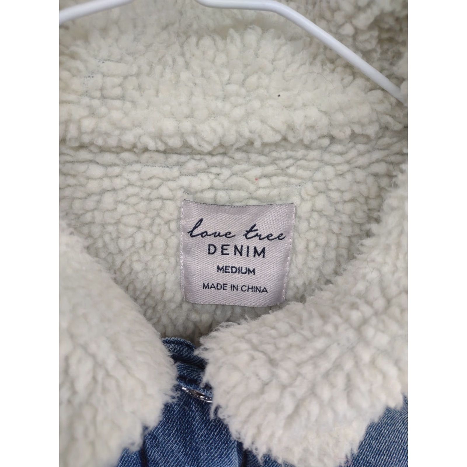 Denime Love Tree Denim Sherpa Lined Jacket Women's Size M Blue Bomber Jacket Mens? Size M / US 6-8 / IT 42-44 - 4 Thumbnail
