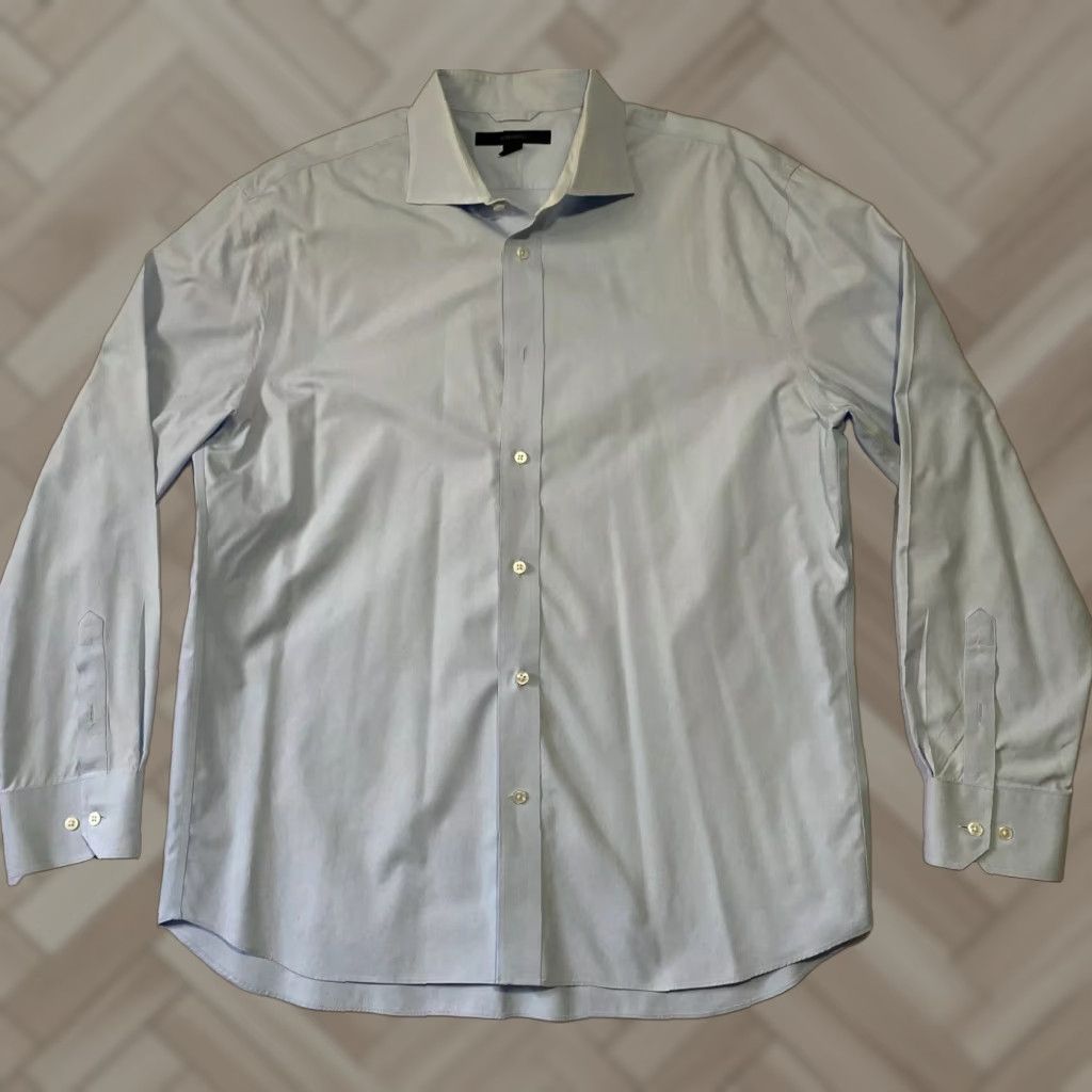 Express Express Button-Down Shirt Men’s XL Blue Long Sleeve Dress Shirt, 100% Cotton, Non-Iron, Traditional Fit Size US XL / EU 56 / 4 - 1 Thumbnail