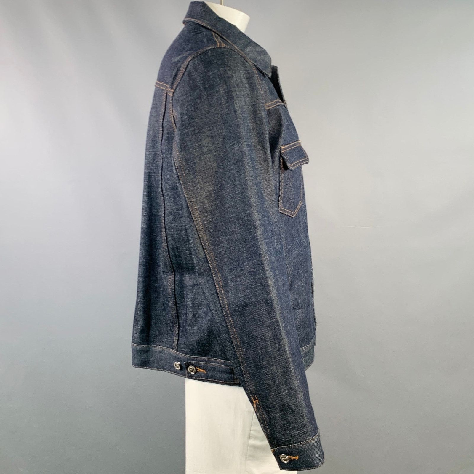 A.P.C. A.P.C. Size XL Blue Twill Cotton Denim Button Up Jacket Size US XL / EU 56 / 4 - 2 Thumbnail