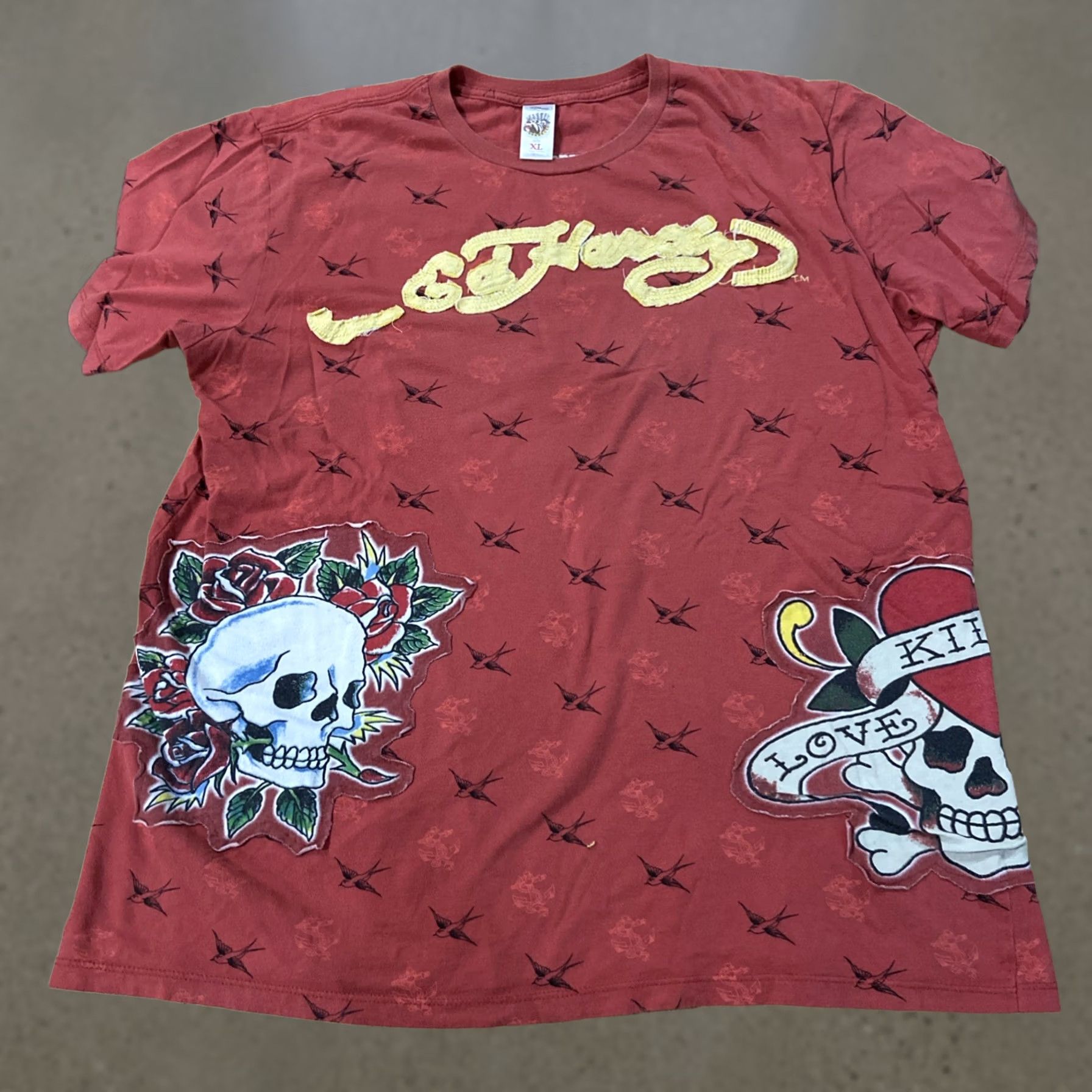 Ed Hardy ED HARDY Shirt XL Red Graphic Print Crew Neck T-Shirt Unisex Adults USA Birds Skulls AOP Size US XL / EU 56 / 4 - 1 Thumbnail
