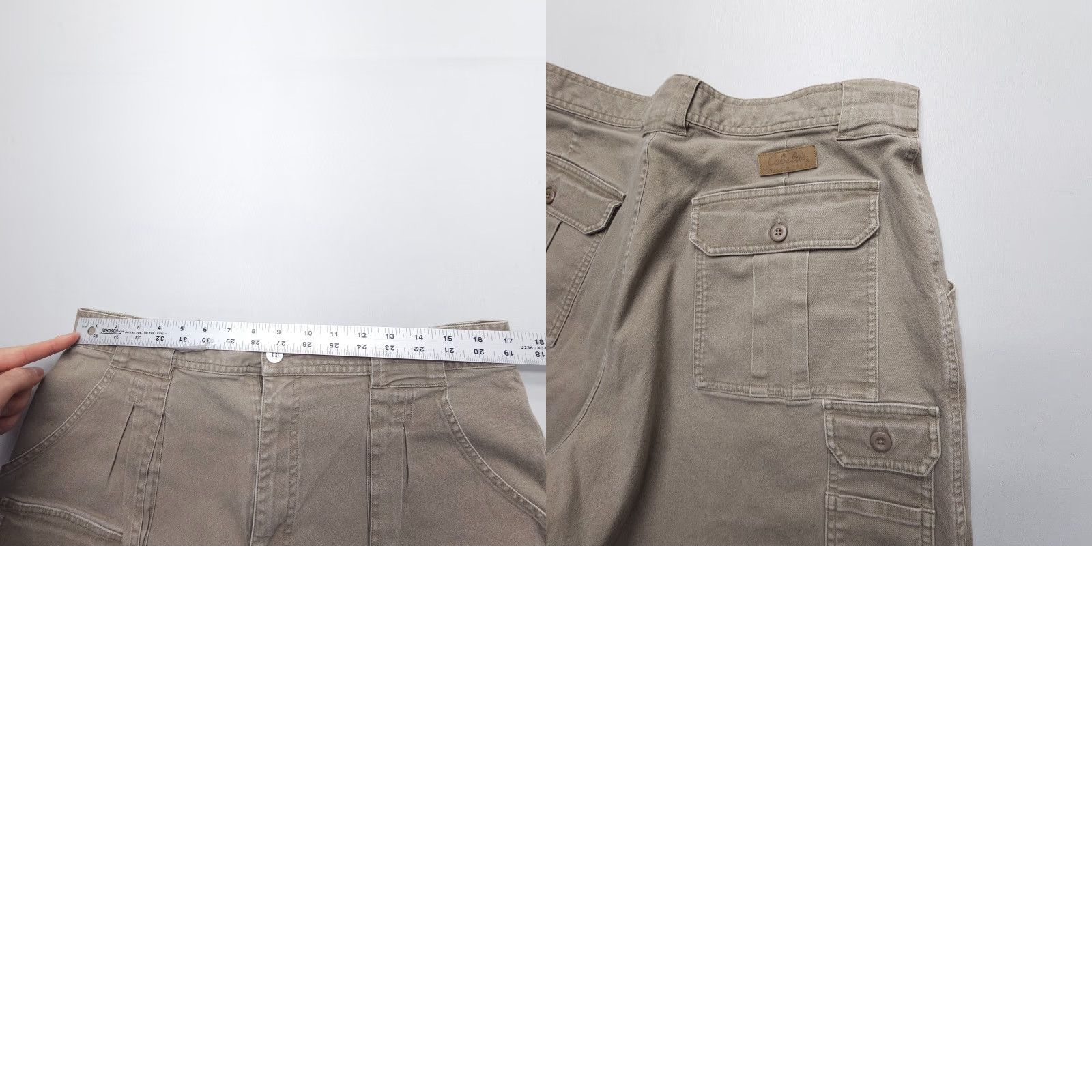 Vintage Cabela's Canvas Mini Cargo Shorts Size 16 Khaki High Rise Pleated Safari Hunting Size 38" / US 16 / IT 52 - 8 Thumbnail