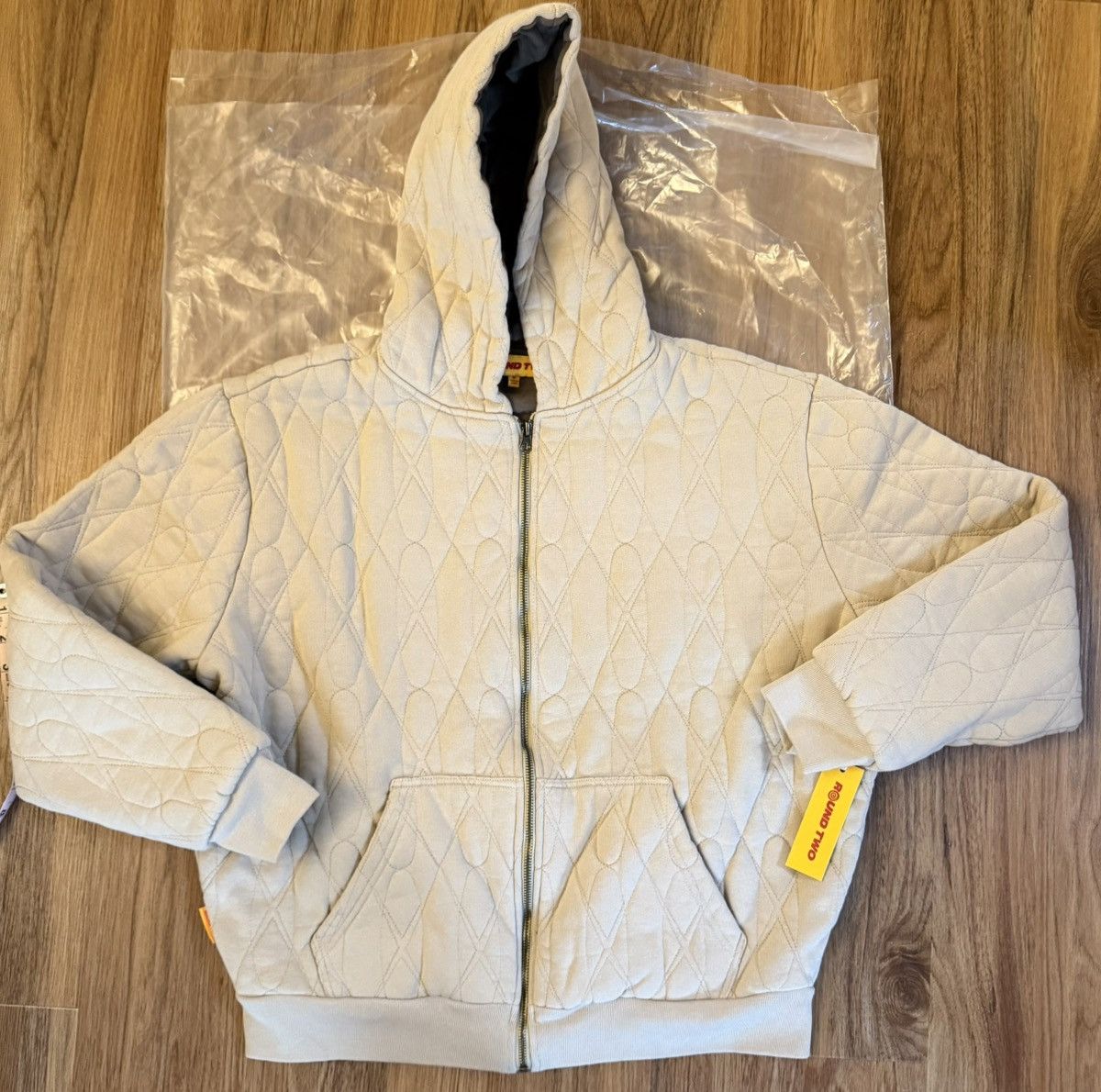 Round Two Round two - Quilted hoodie - Stone - Small oversized Size US S / EU 44-46 / 1 - 1 Thumbnail