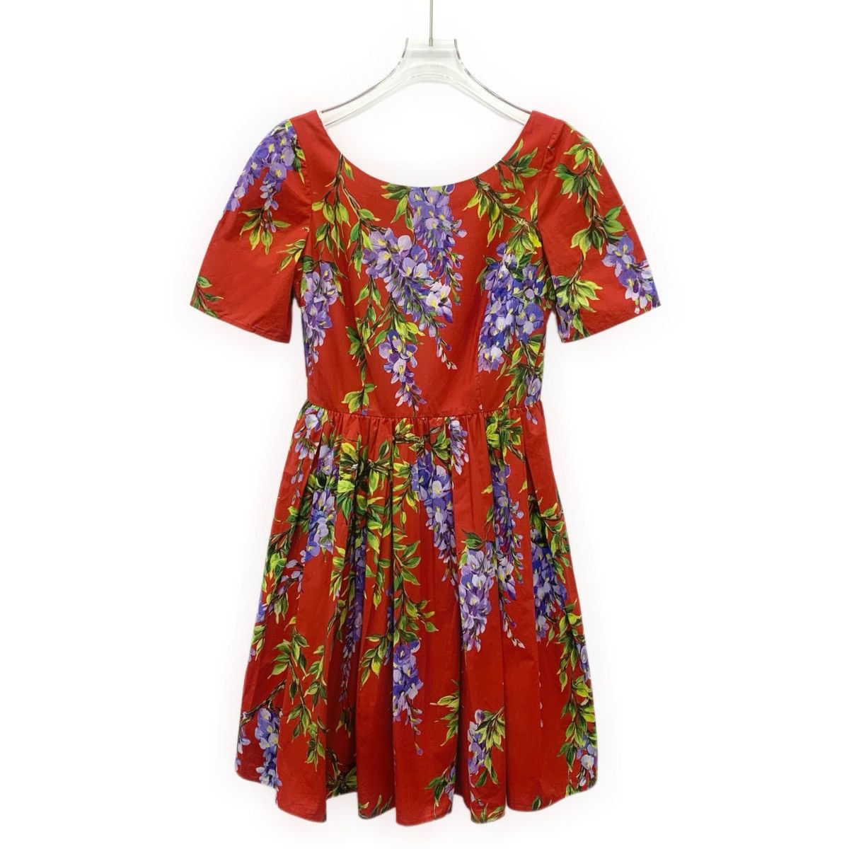 Dolce & Gabbana Dolce & Gabbana Red Floral Printed Short Sleeve Dress K26WX Size M / US 6-8 / IT 42-44 - 1 Thumbnail