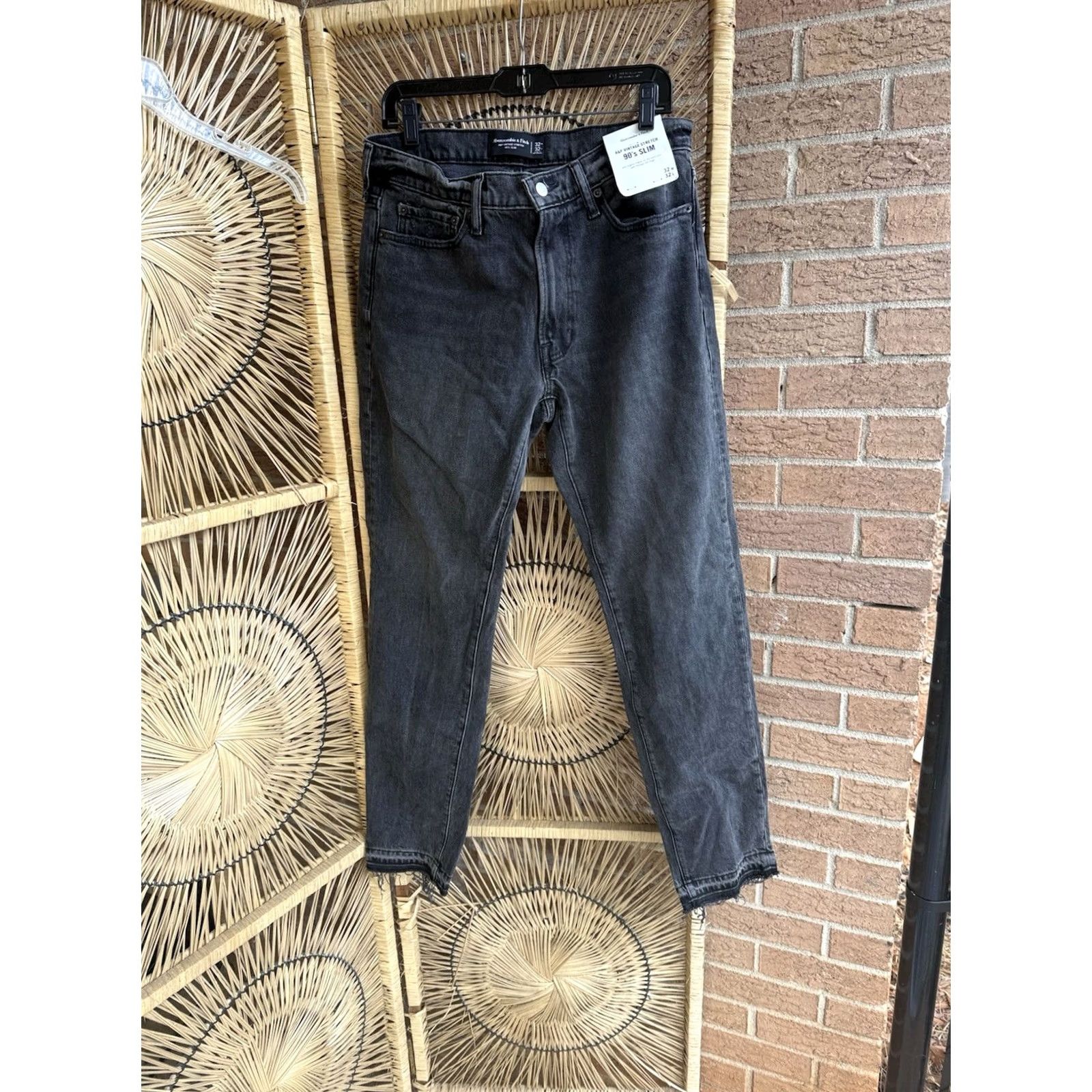 Abercrombie & Fitch Abercrombie & Fitch Men's Black 90s Stretch Slim Jeans Open Hem 32x32 Size US 32 / EU 48 - 2 Thumbnail