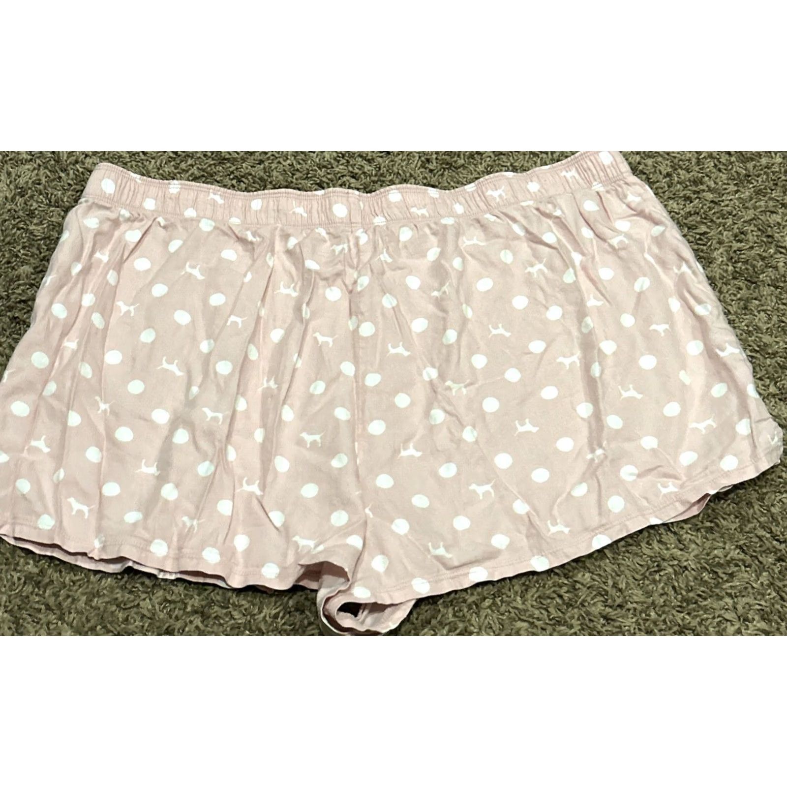 Victoria's Secret Victoria’s Secret Pink Women’s XL Sleep Shorts Polka Dot Knit Cotton Polyester Logo Logo A31 Pink Stripes? Size 40" / US 18 - 3 Thumbnail