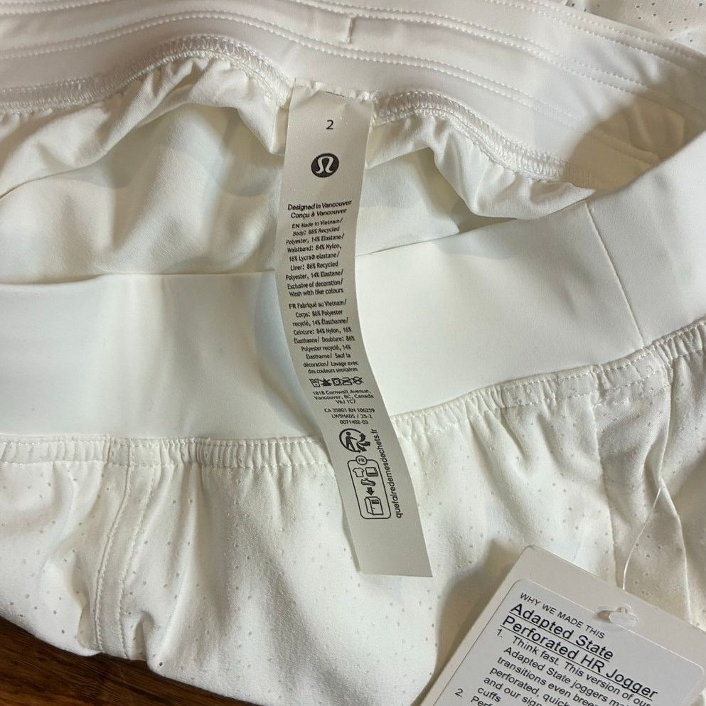 Lululemon Lululemon Adapted State Perforated HR Jogger White Size 2 Size 26" / US 2 / IT 38 - 4 Thumbnail