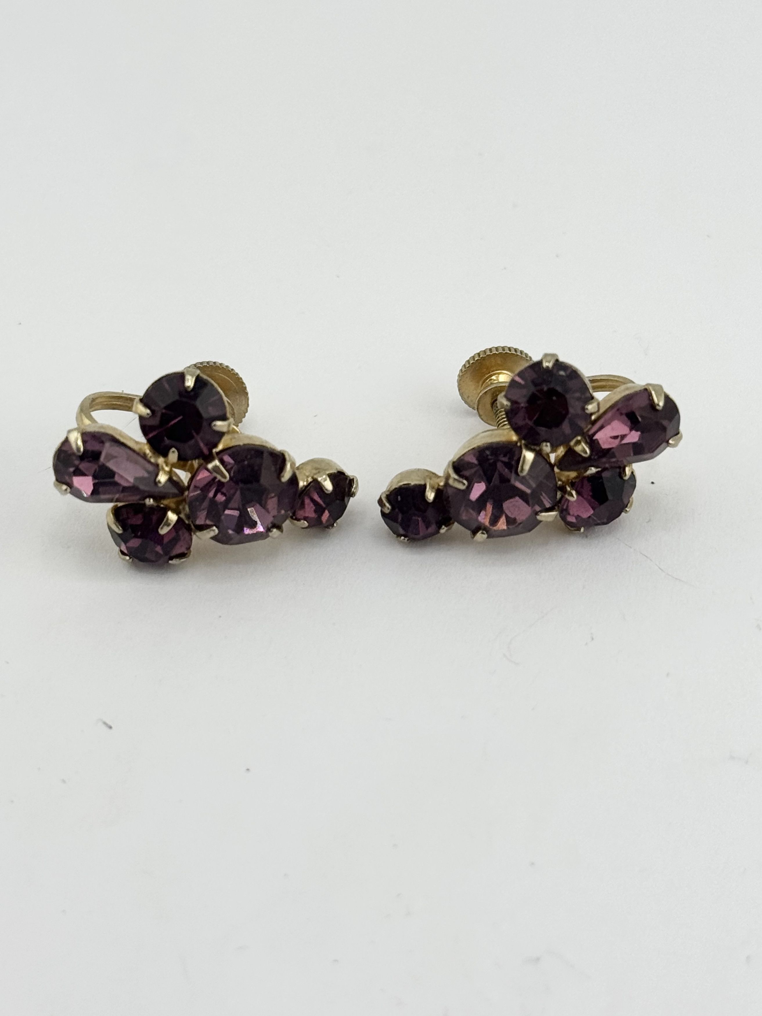 Vintage Vintage Coro purple rhinestone screwback earrings Size ONE SIZE - 2 Thumbnail
